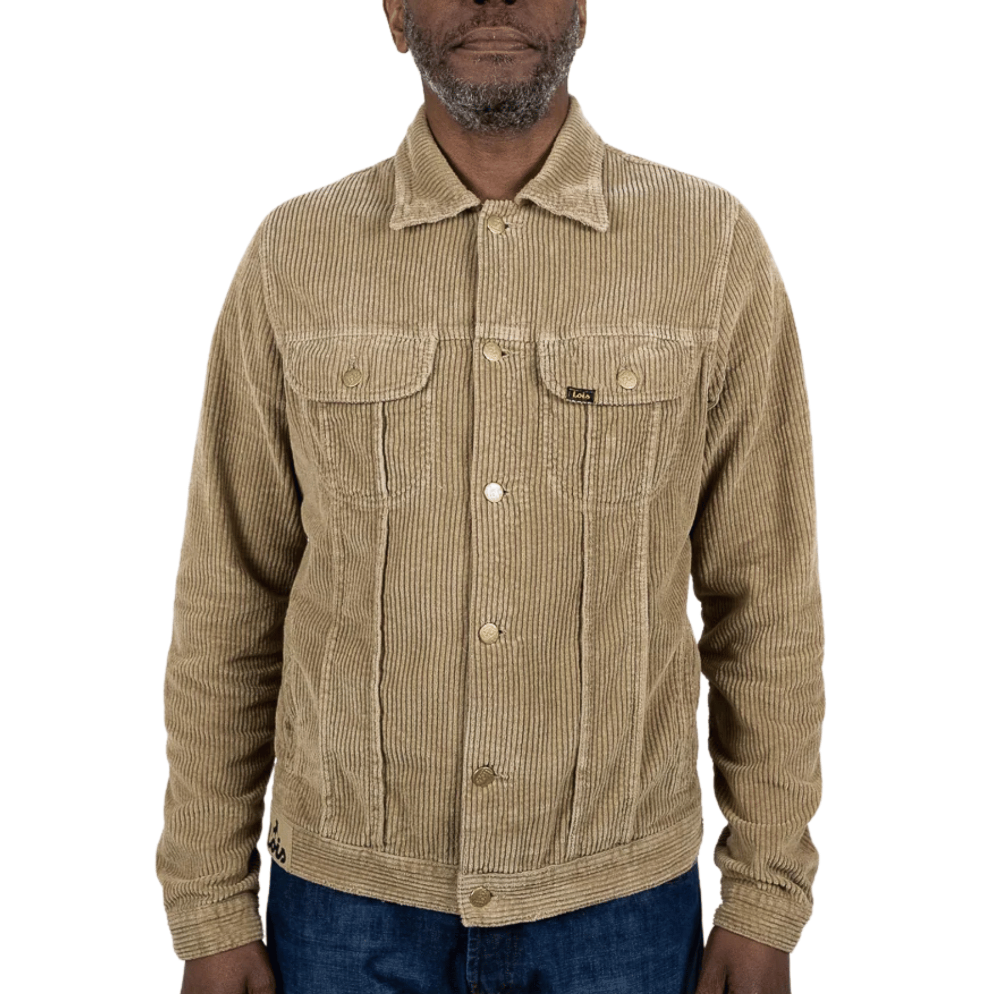 Mens Lois Dark Sand Tejana Jumbo Cord Trucker Jacket