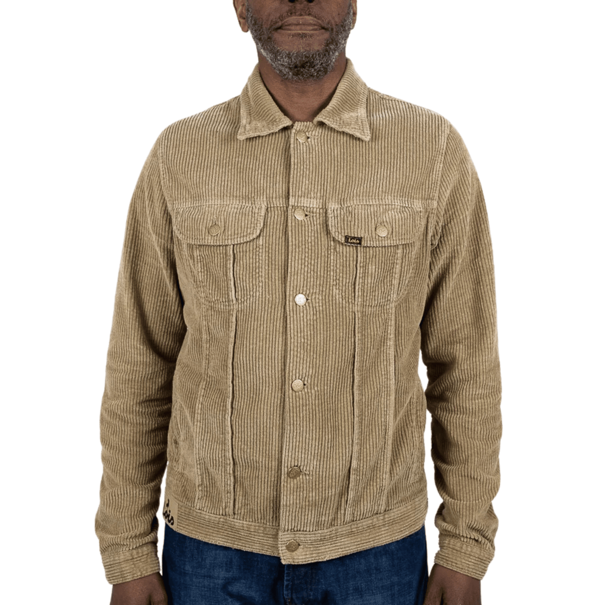 Mens Lois Dark Sand Tejana Jumbo Cord Trucker Jacket
