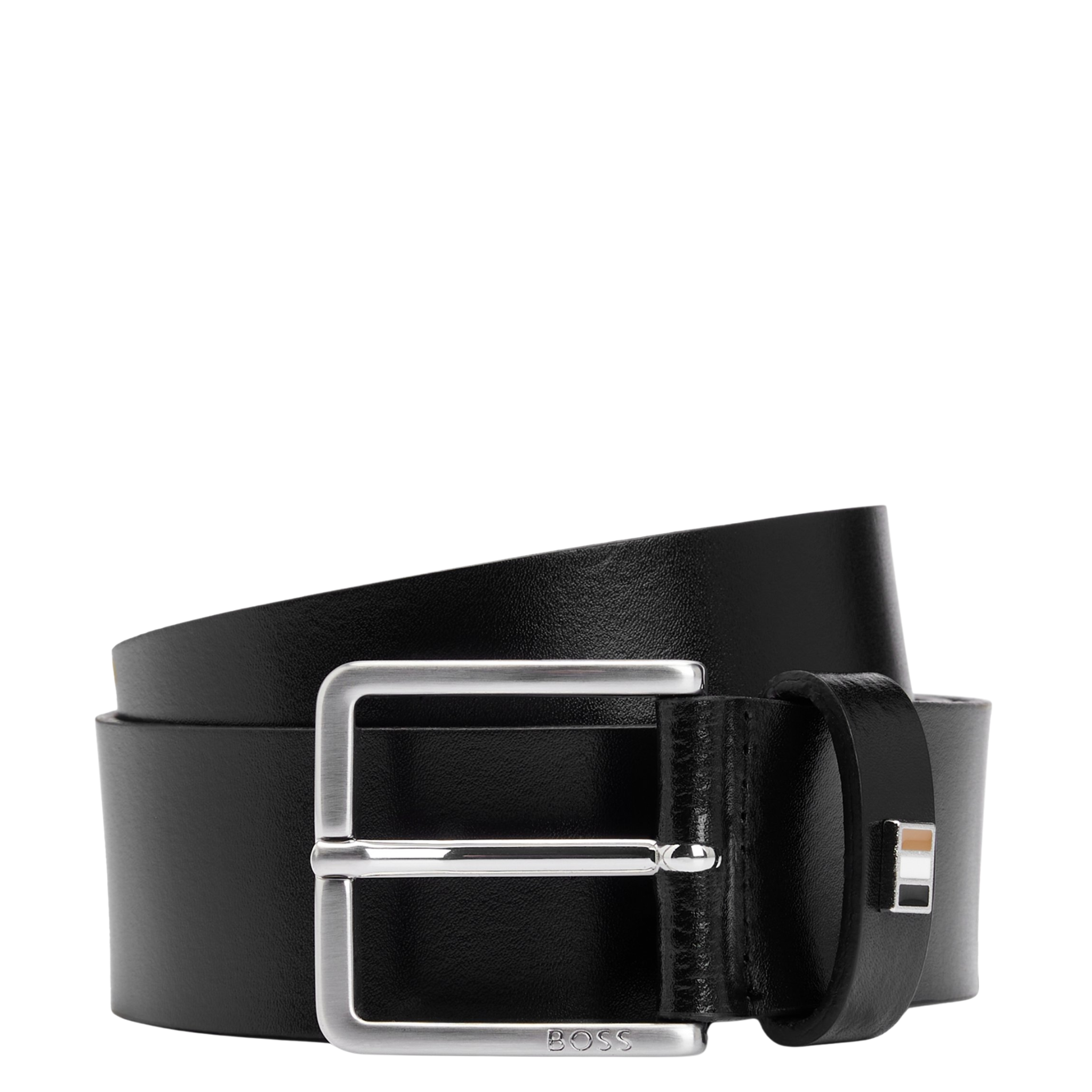 Mens BOSS Black Ther-Flag-E_Sz35 Leather Belt