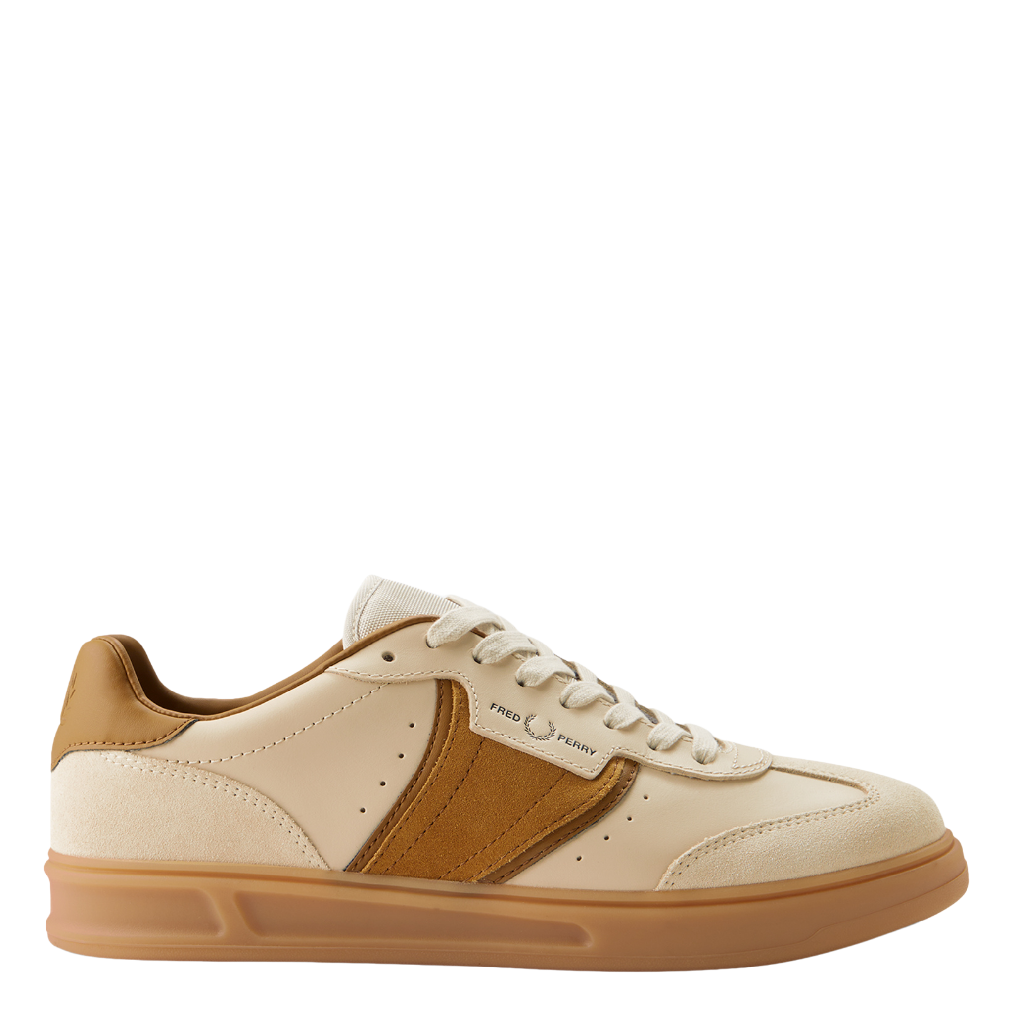 Mens Fred Perry Oatmeal B4 Leather/Suede Trainers