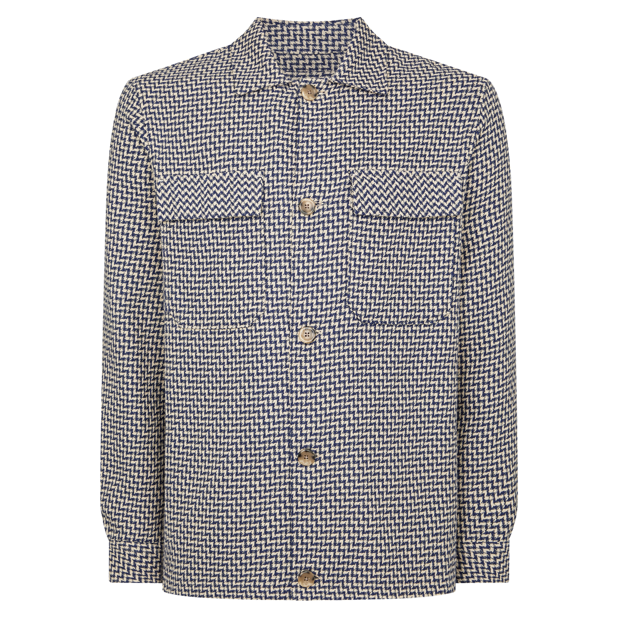 Mens Remus Uomo Blue Chevron Print Overshirt