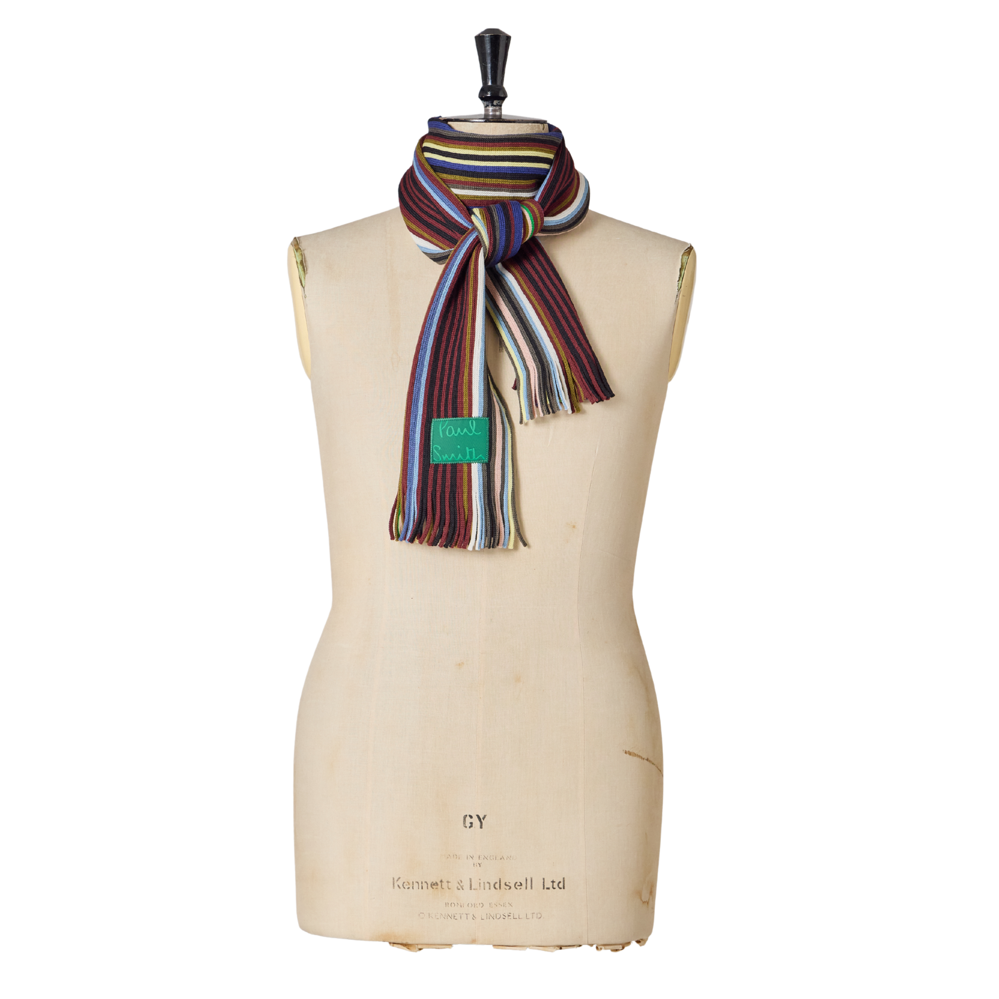 Mens Paul Smith Dark Blue Multi Iver Stripe Scarf