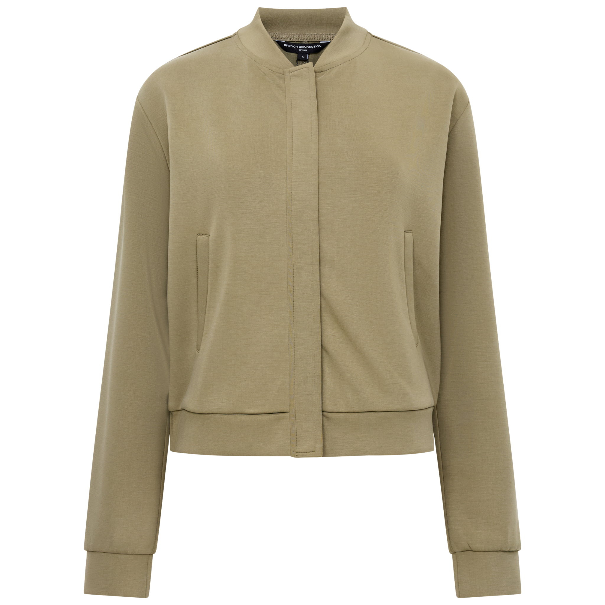 Womens French Connection Washed Khaki Wren Zip Bomber Jacket