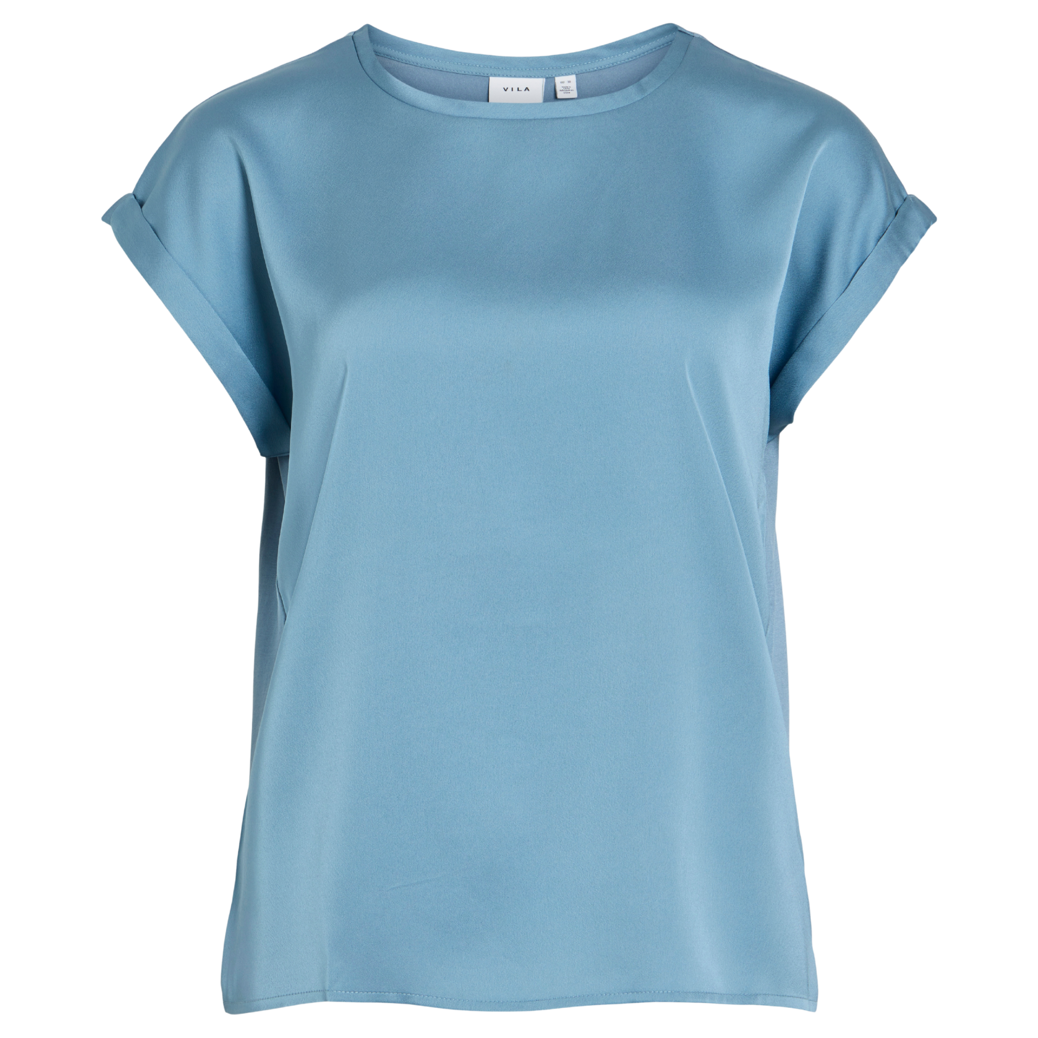 Womens Vila Capulet Blue Shadow Viellette Satin S/s Top