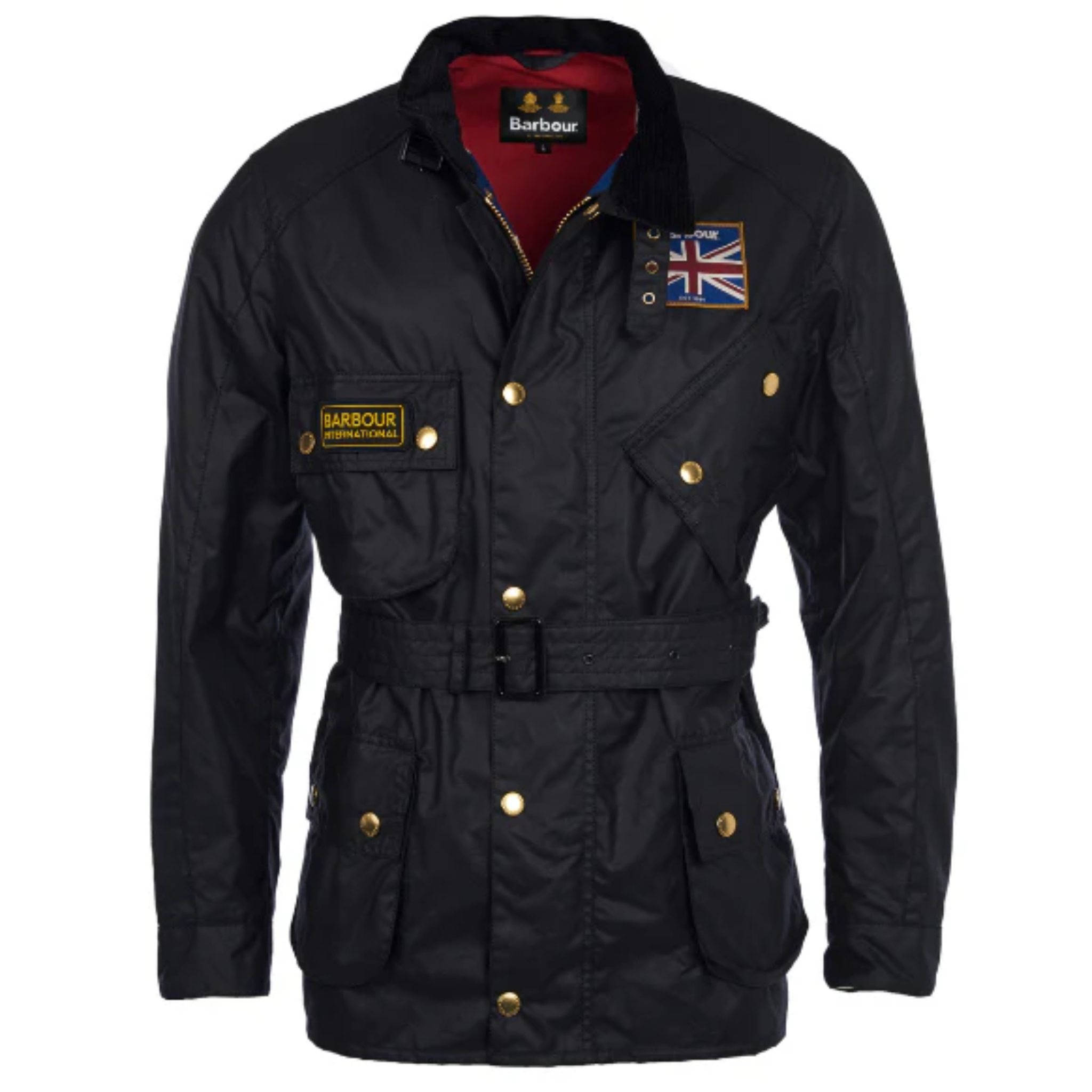 Mens Barbour International Black Union Jack International Wax Jacket