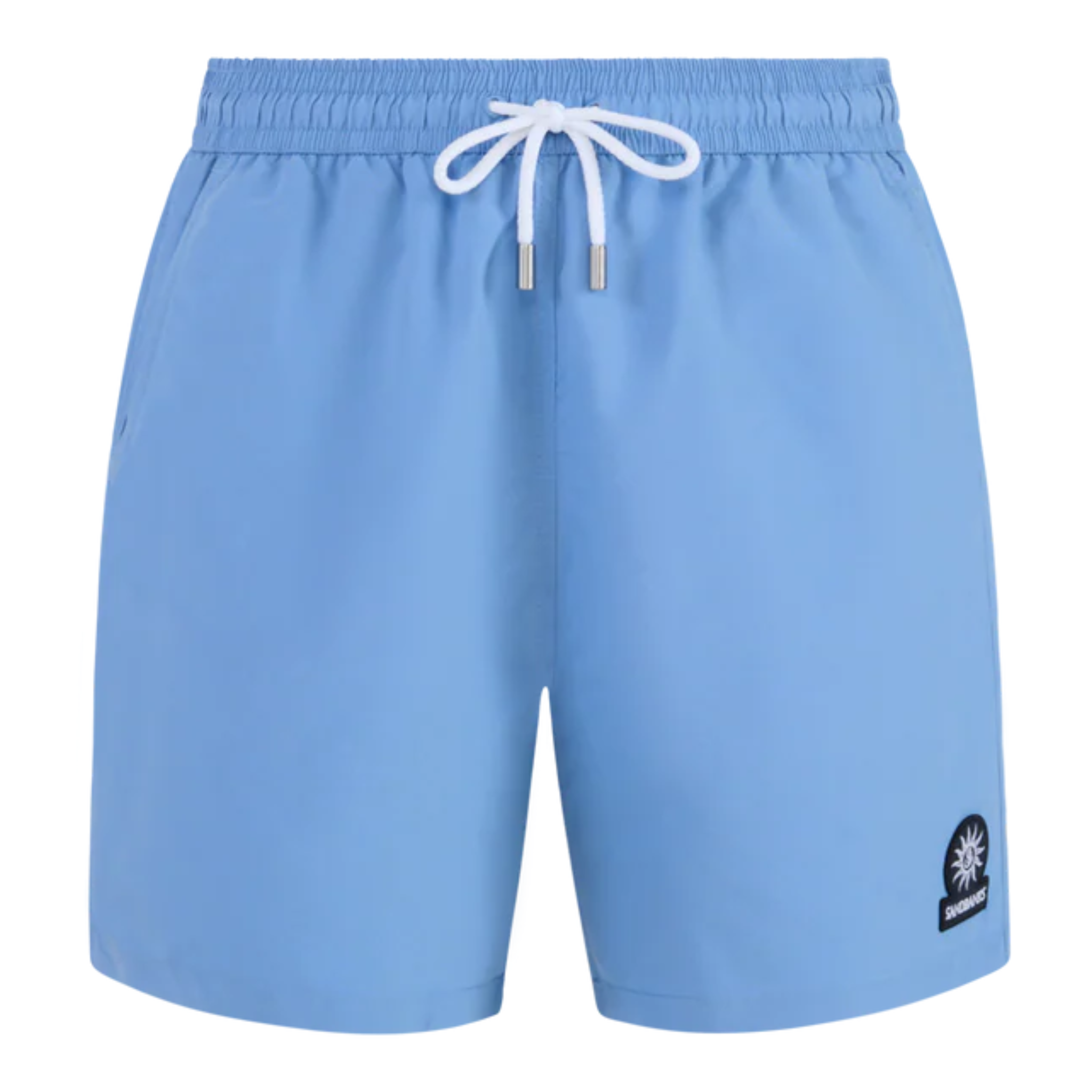 Mens Sandbanks Dusty Blue Badge Logo Recycled Swim Shorts