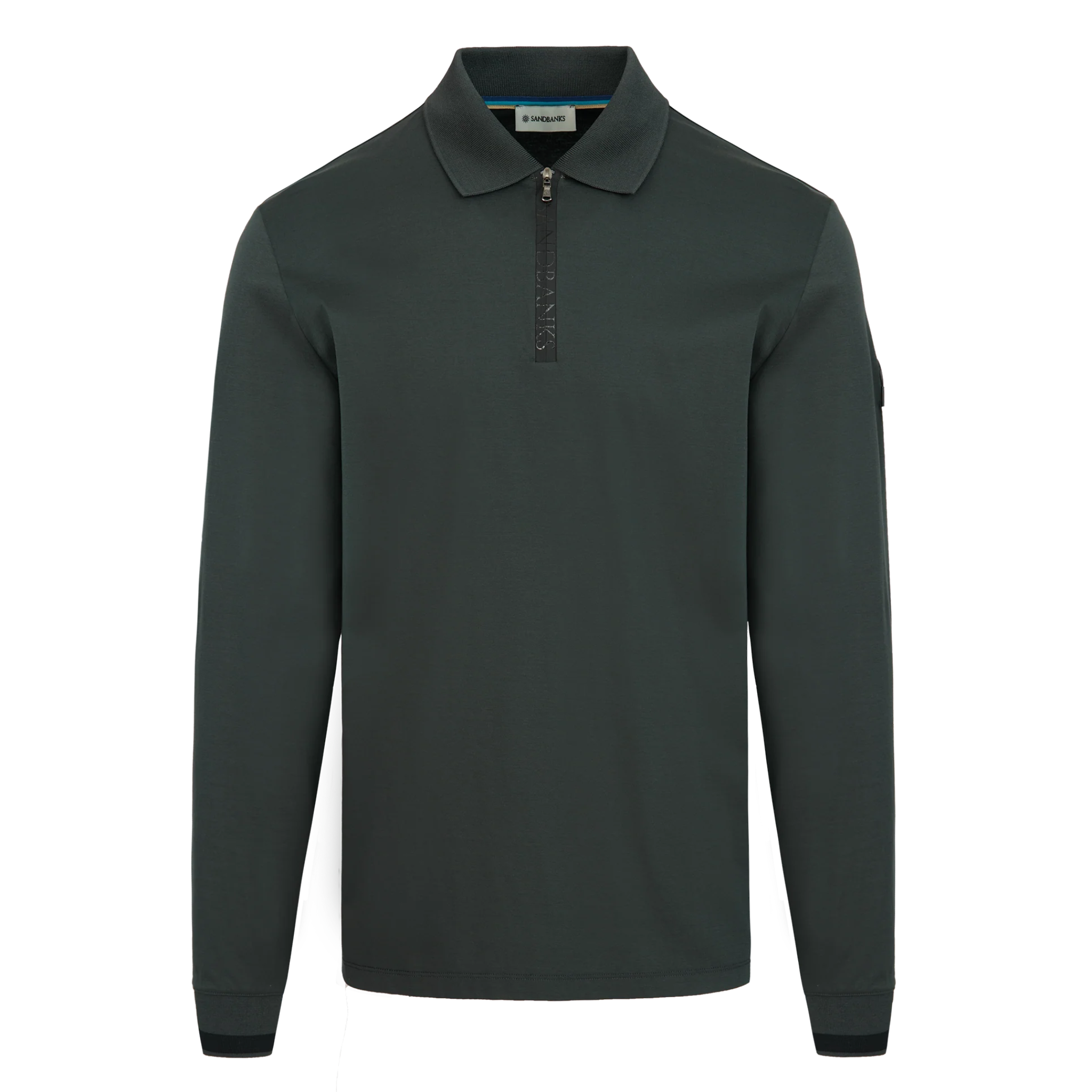 Mens Sandbanks Anthracite Silicone Zip L/s Polo Shirt