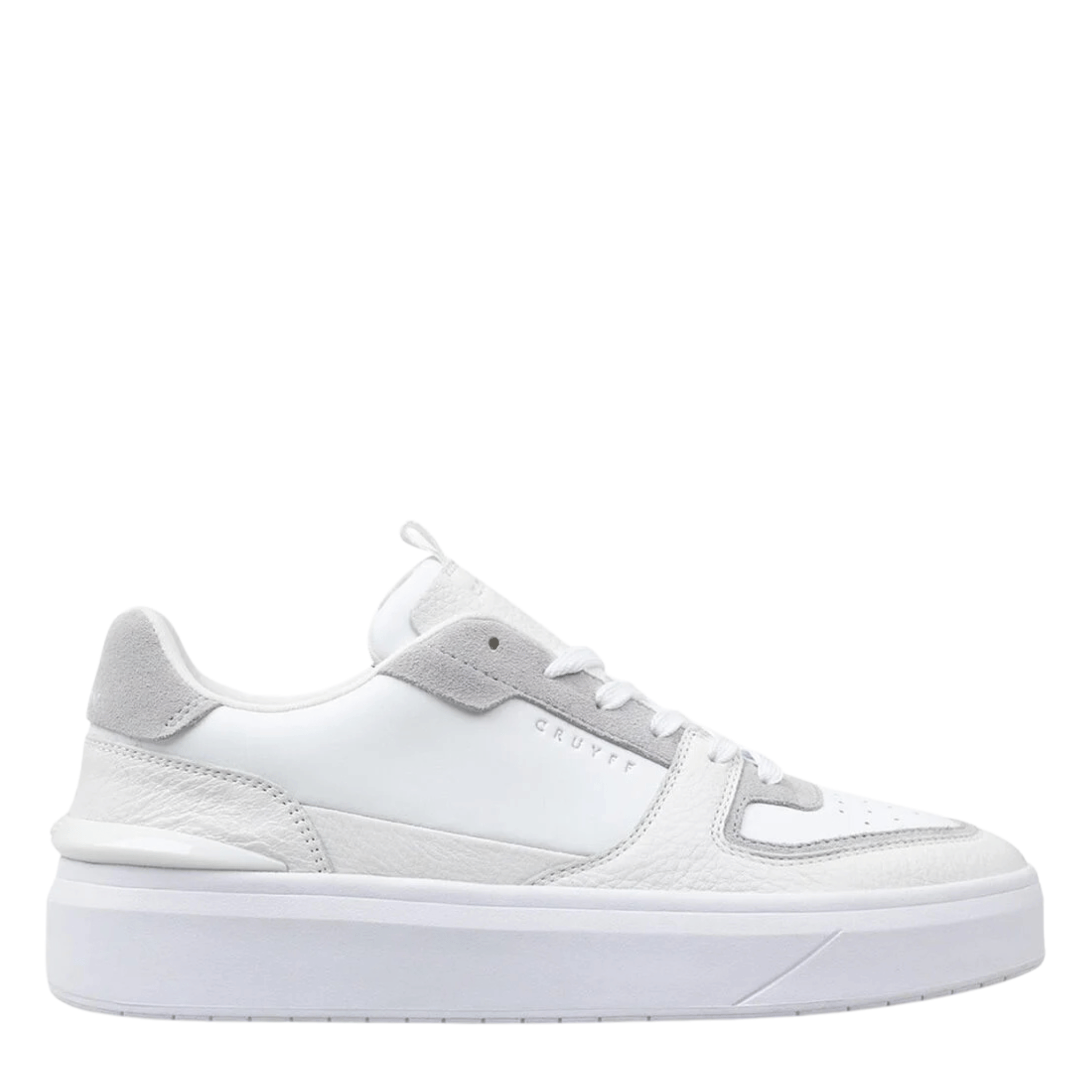 Mens Cruyff White Tumbled Leather Surefire Tennis Trainers