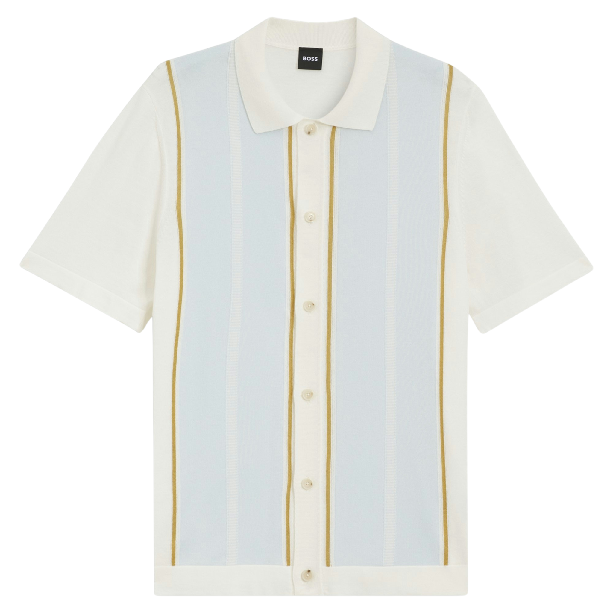 Mens BOSS Natural C-Lastro Knitted Stripe S/s Shirt