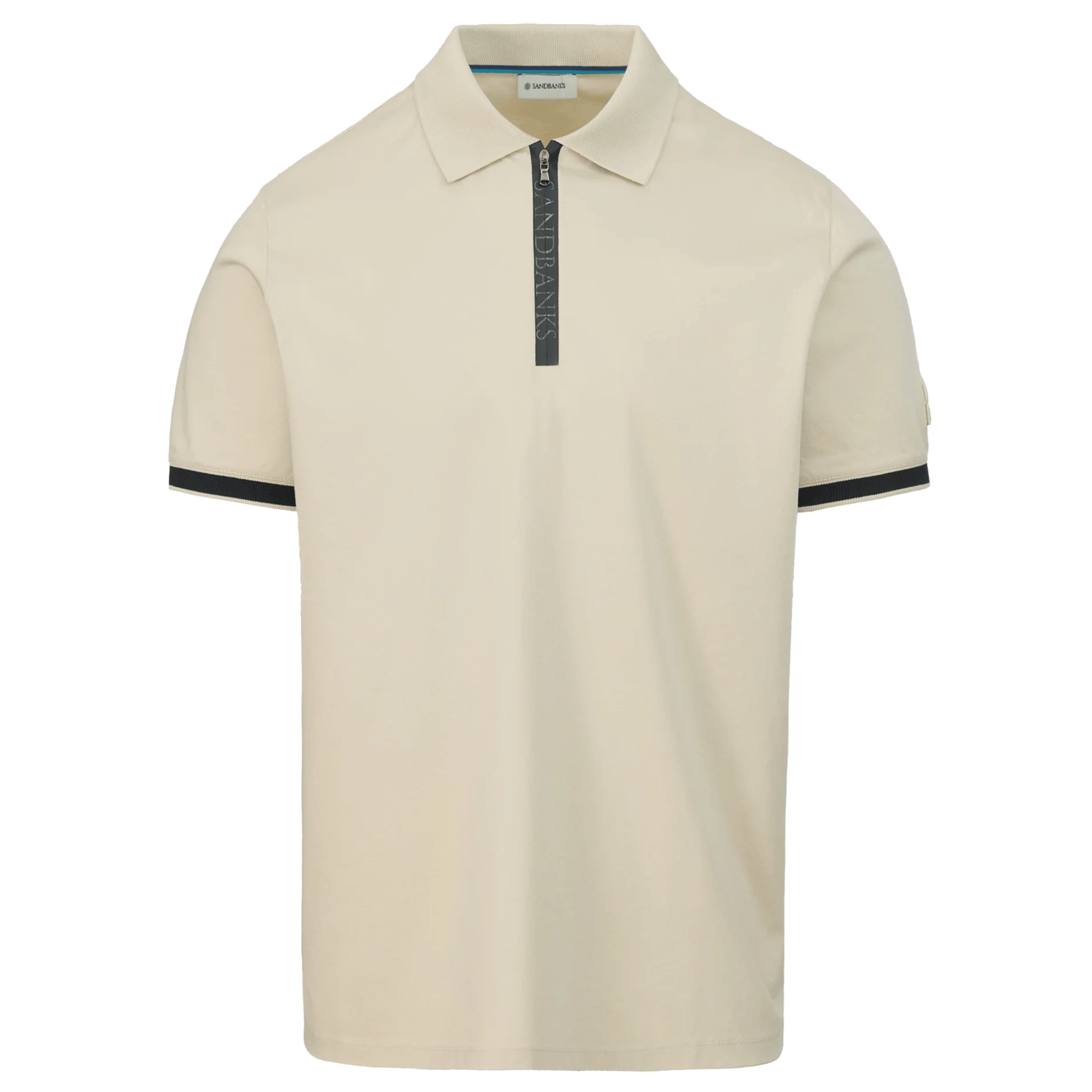 Mens Sandbanks Stone Silicone Zip S/s Polo Shirt