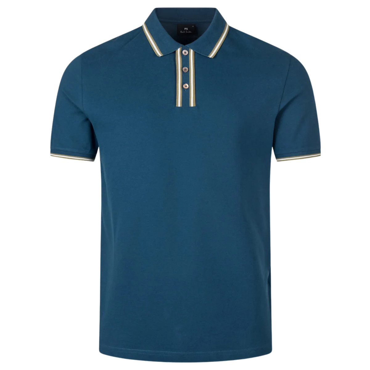 Mens Paul Smith Blue Tipped Placket S/s Polo Shirt