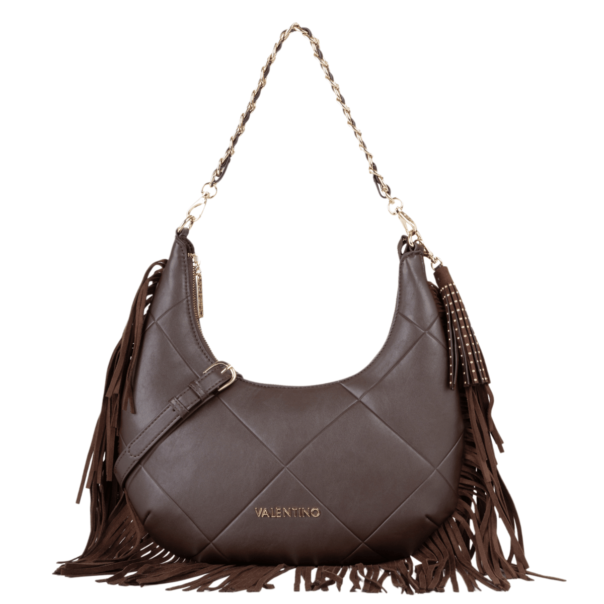 Womens Valentino Caffe Astrid Tassel Hobo Bag