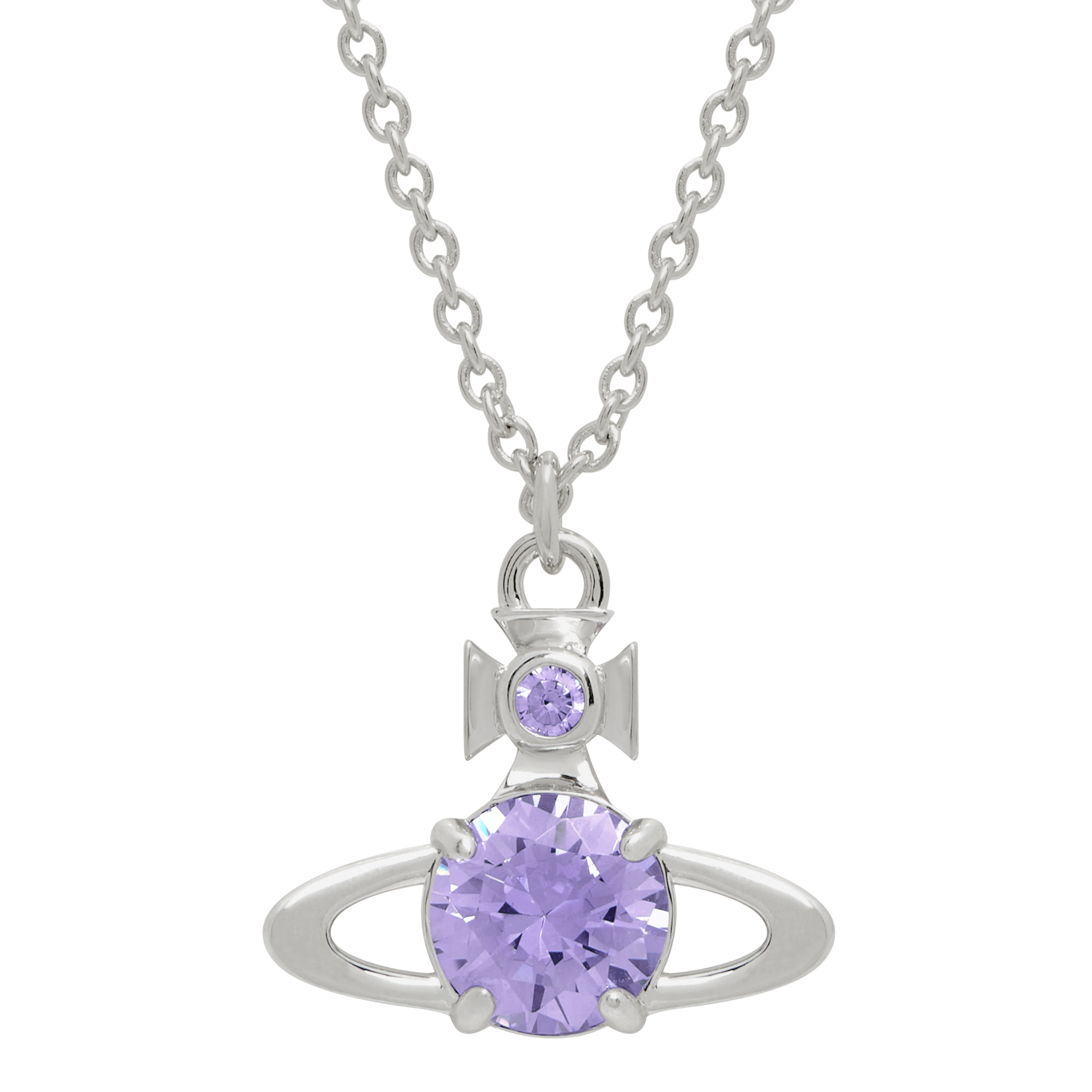 Vivienne Westwood Platinum/Light Lavender CZ Reina Large Pendant Necklace