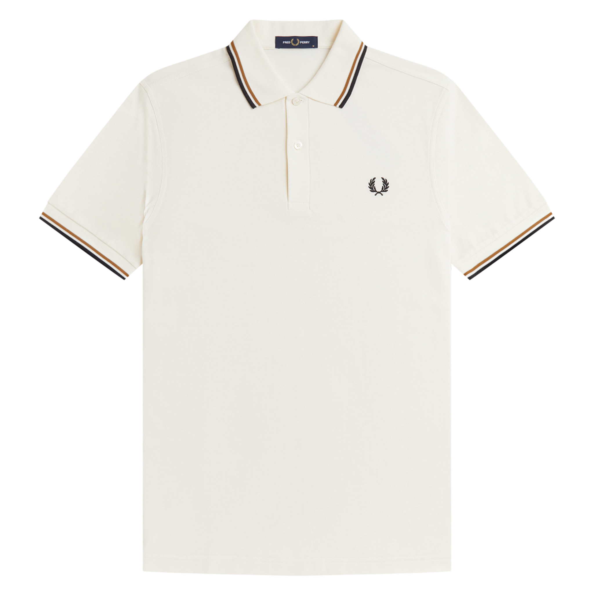 Mens Fred Perry Ecru/Dark Caramel/Black Twin Tipped S/s Polo