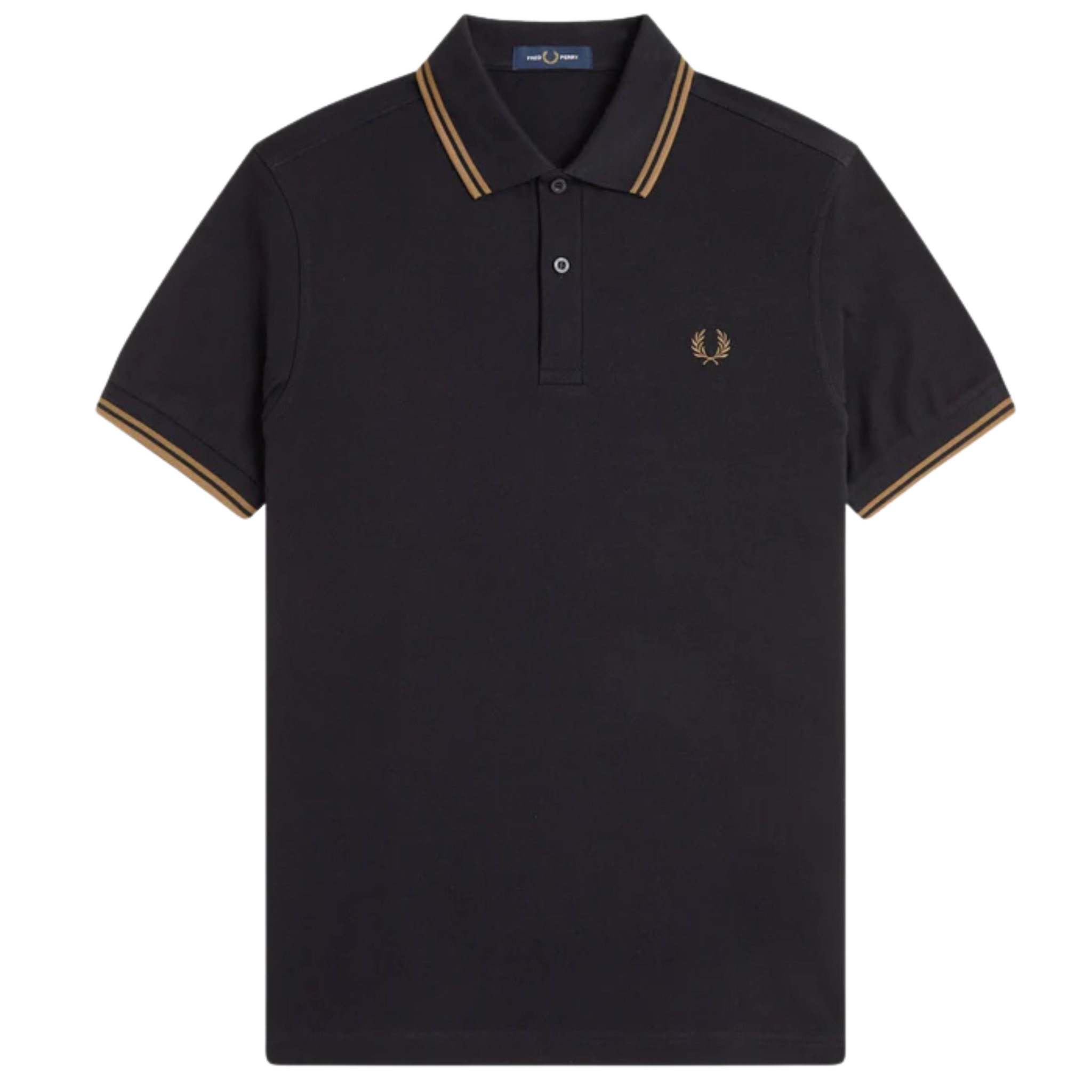Mens Fred Perry Black/Shaded Stone Twin Tipped S/s Polo Shirt