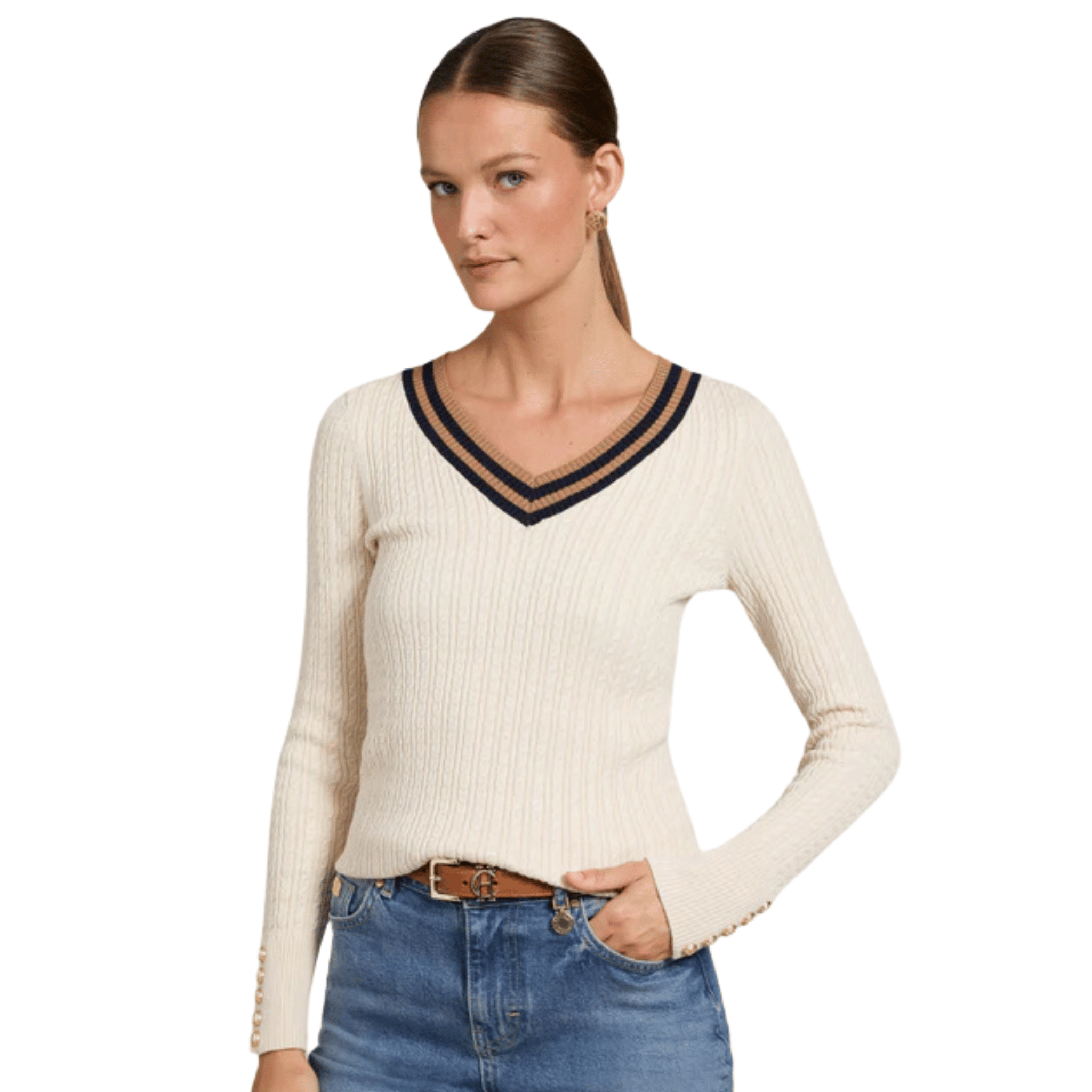 Womens Holland Cooper Almond Zoe V-Neck Knit Jumper