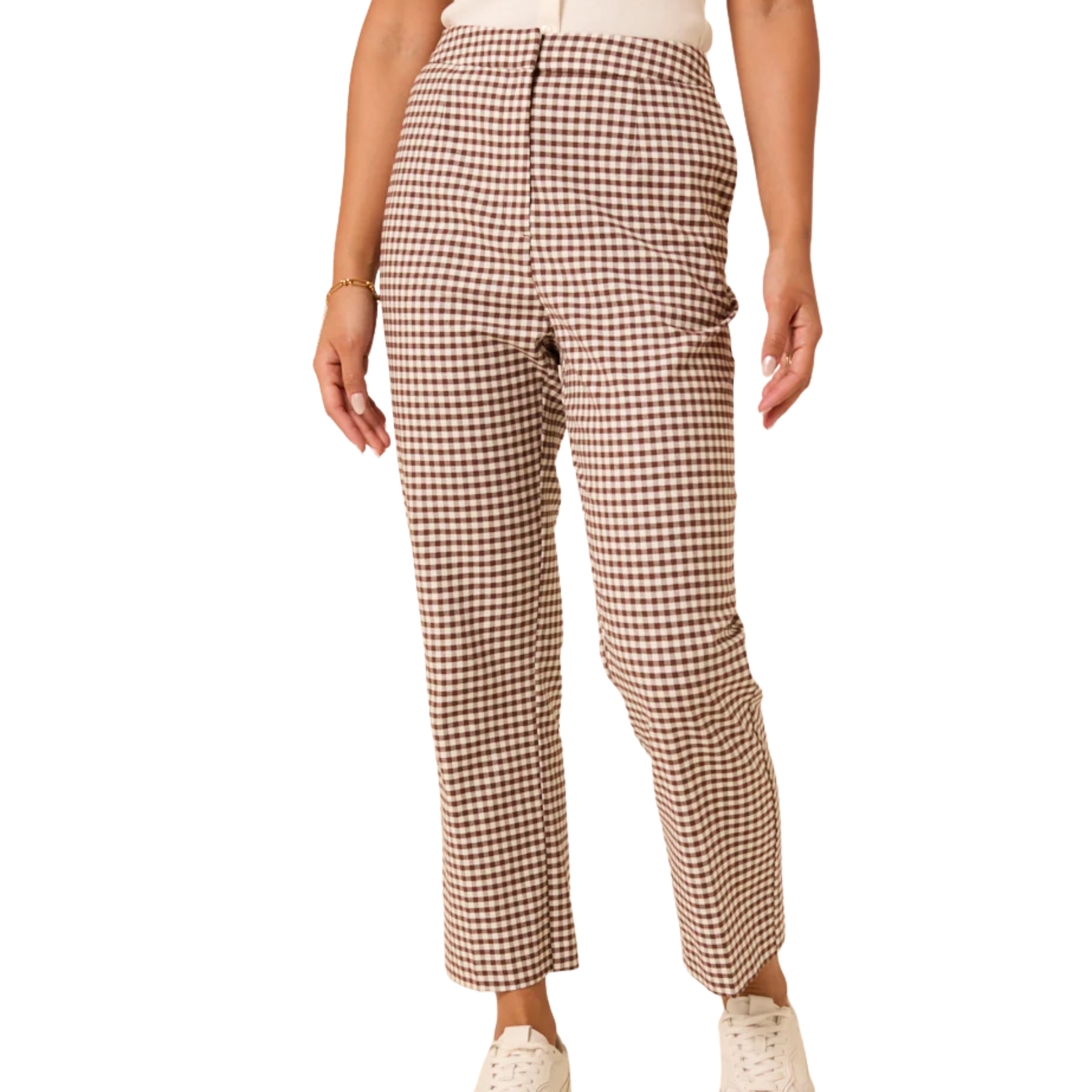 Womens Nobody's Child Brown Gingham Cigarette Trousers