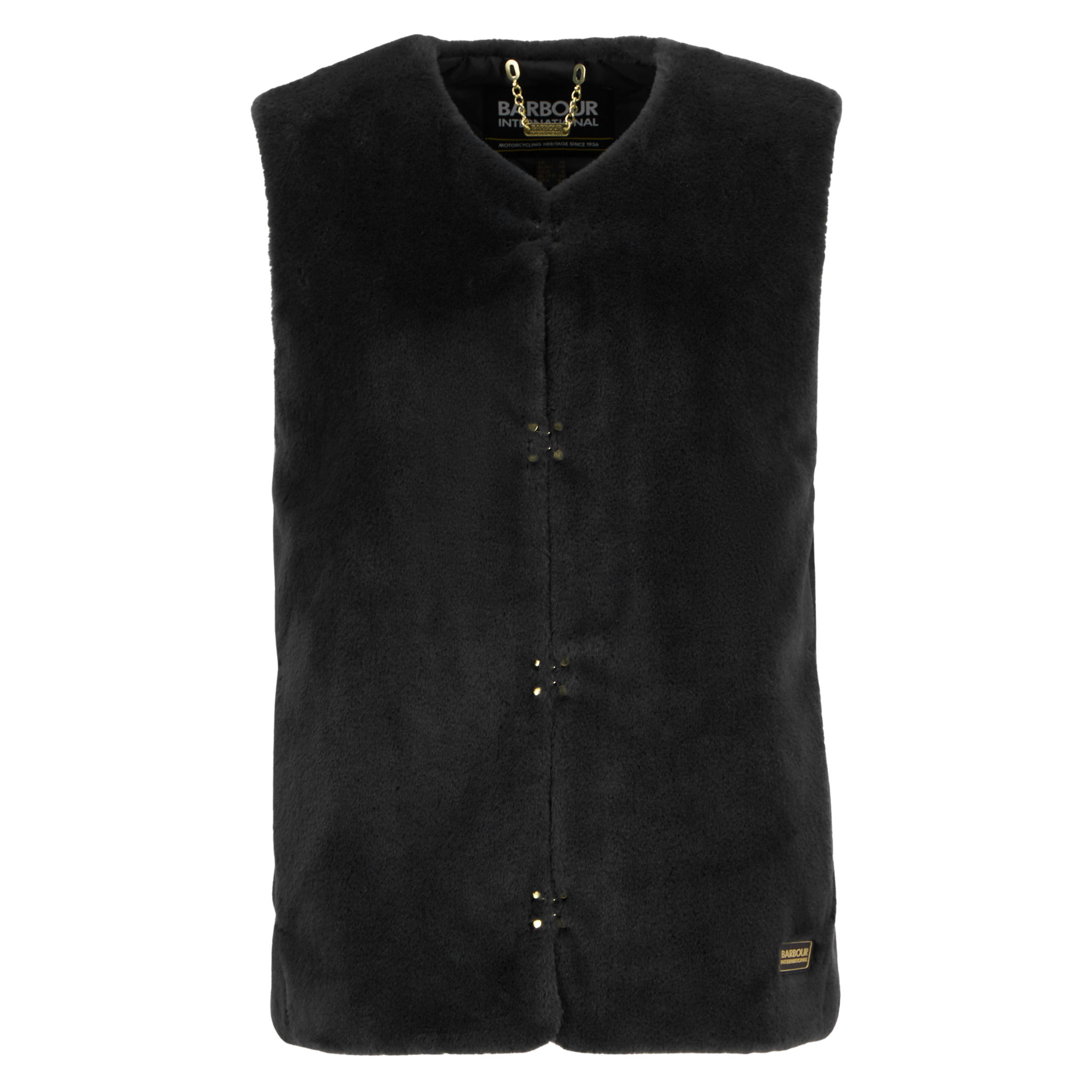 Womens Barbour International Black Mialn Fur Gilet