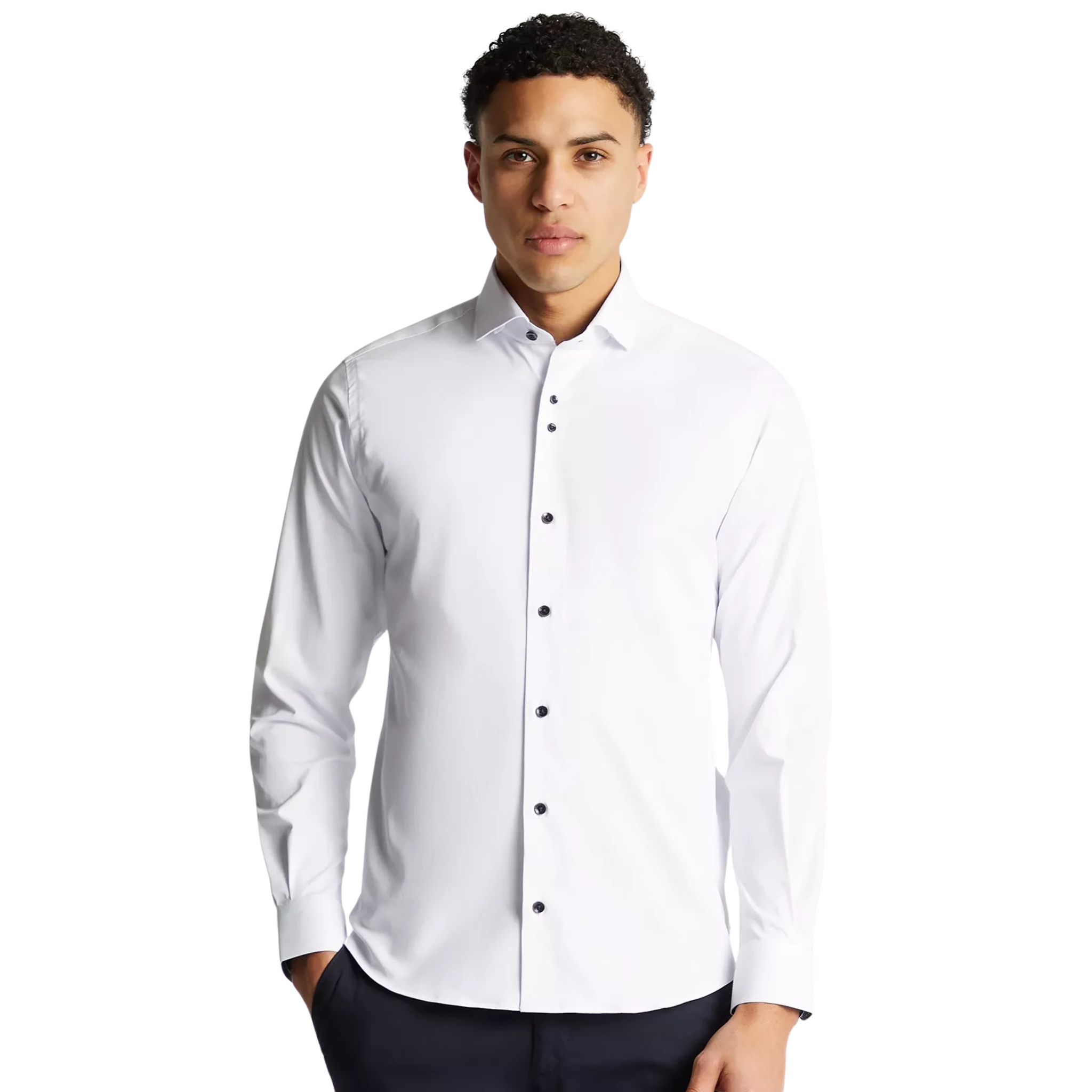 Mens Remus Uomo White Tapered Fit L/s Shirt