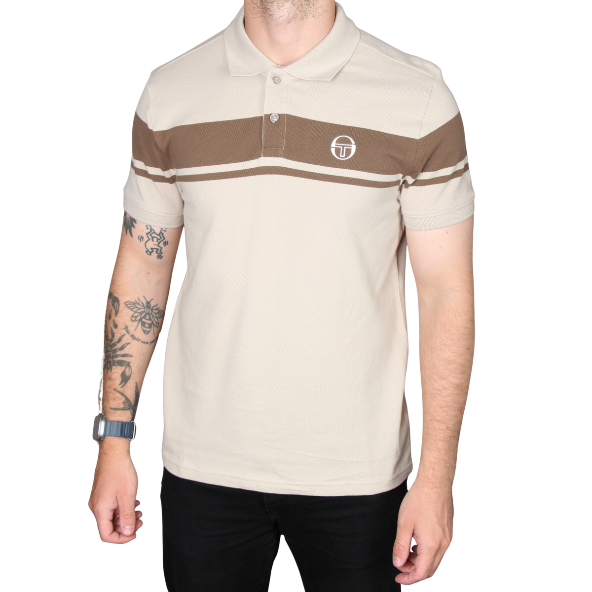 Mens Sergio Tacchini Peyote/Shitake/Gardenia Young Line S/s Polo