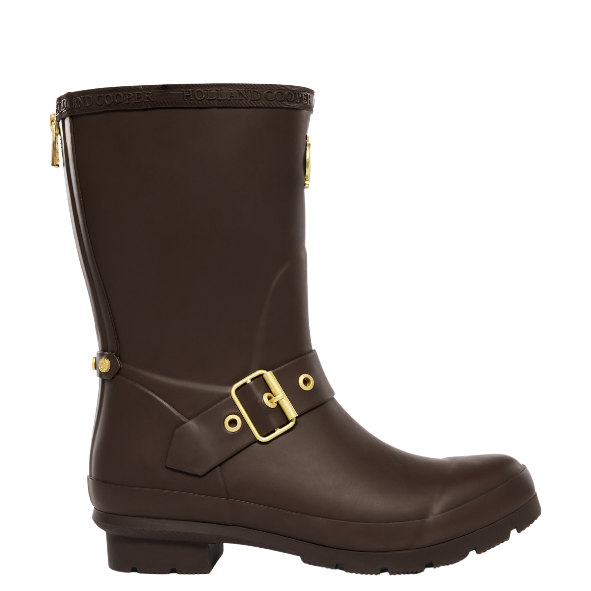 Womens Holland Cooper Chocolate Gold Sherpa Lined Chelsea Wellies