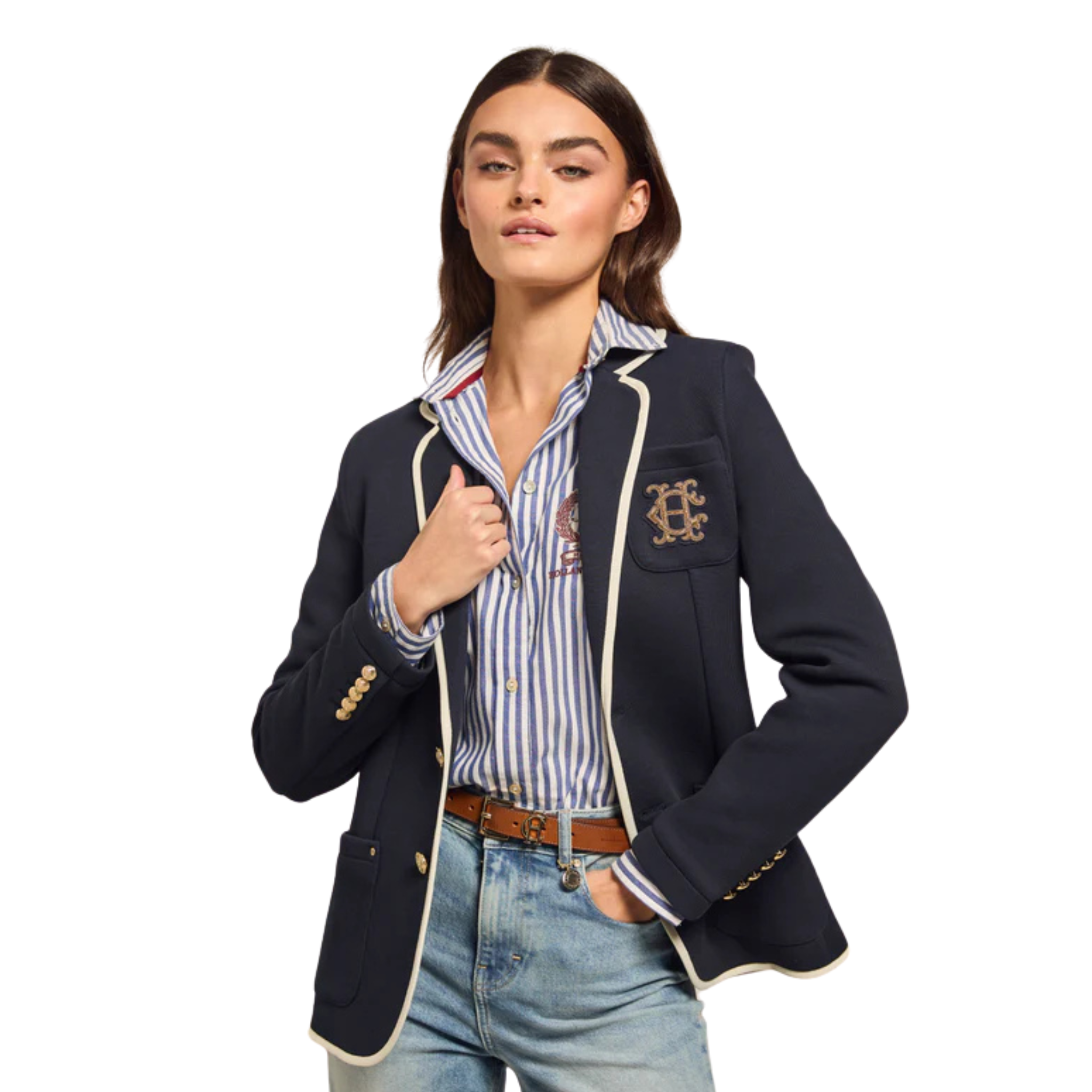 Womens Holland Cooper Ink Navy Henley Blazer