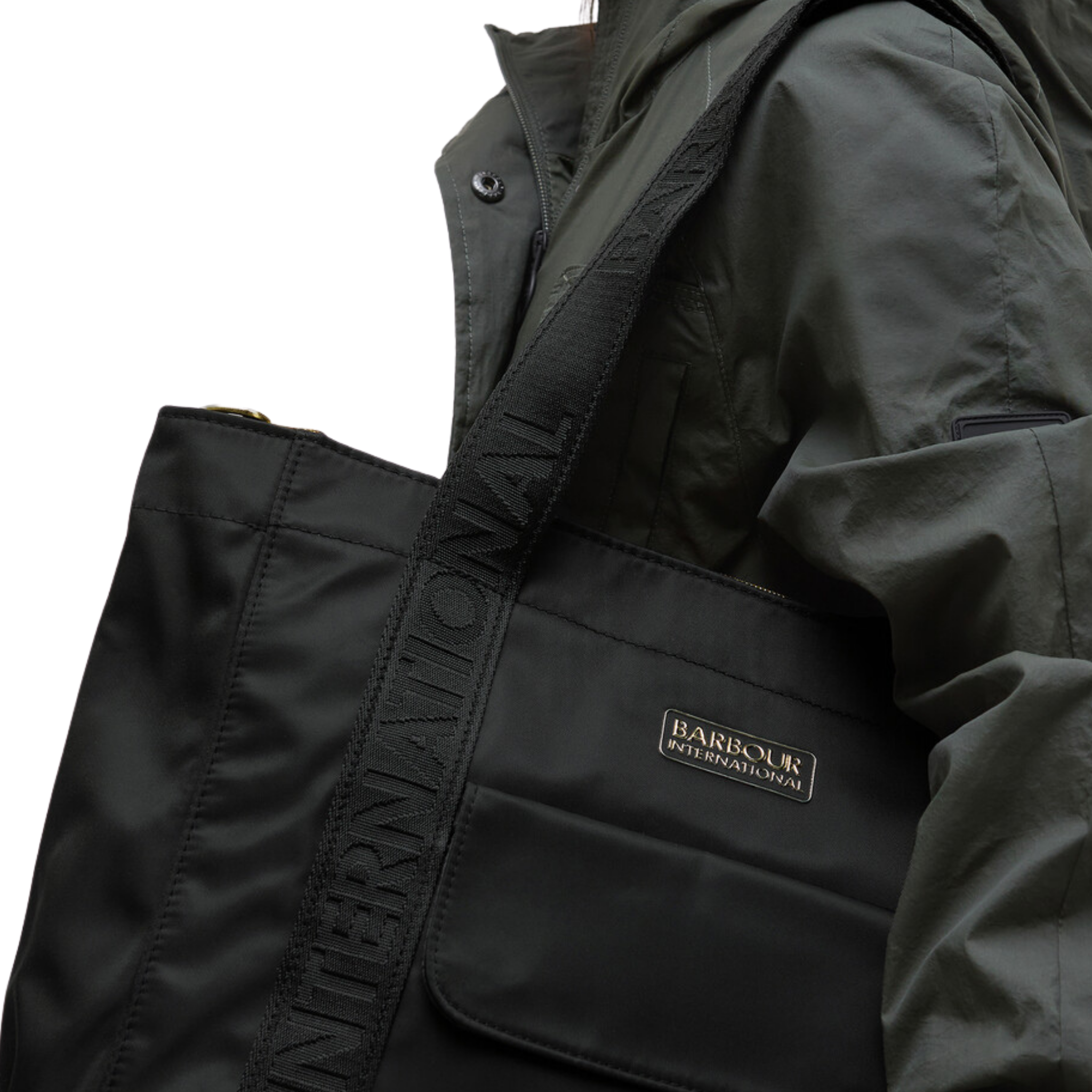 Womens Barbour International Black Qualify Tote Bag