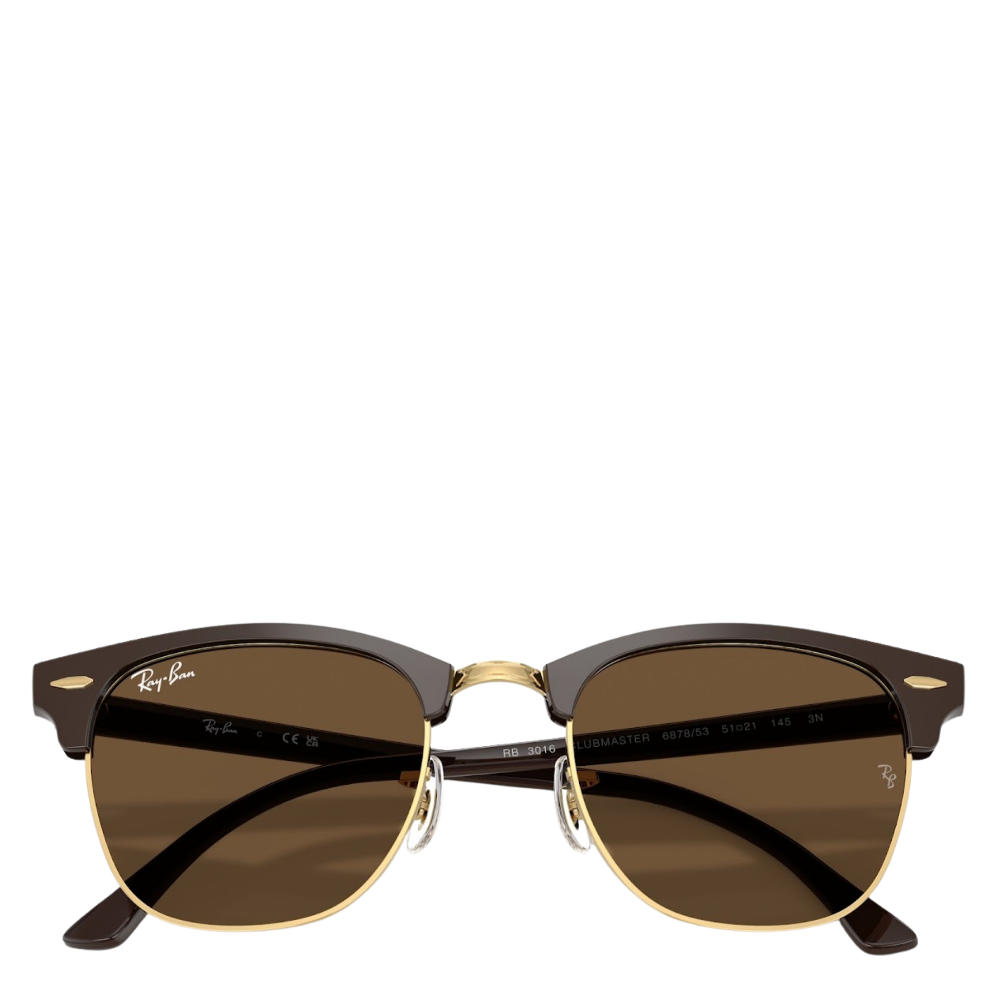 Unisex Ray-Ban 687853 Brown on Gold RB3016 Clubmaster Sunglasses
