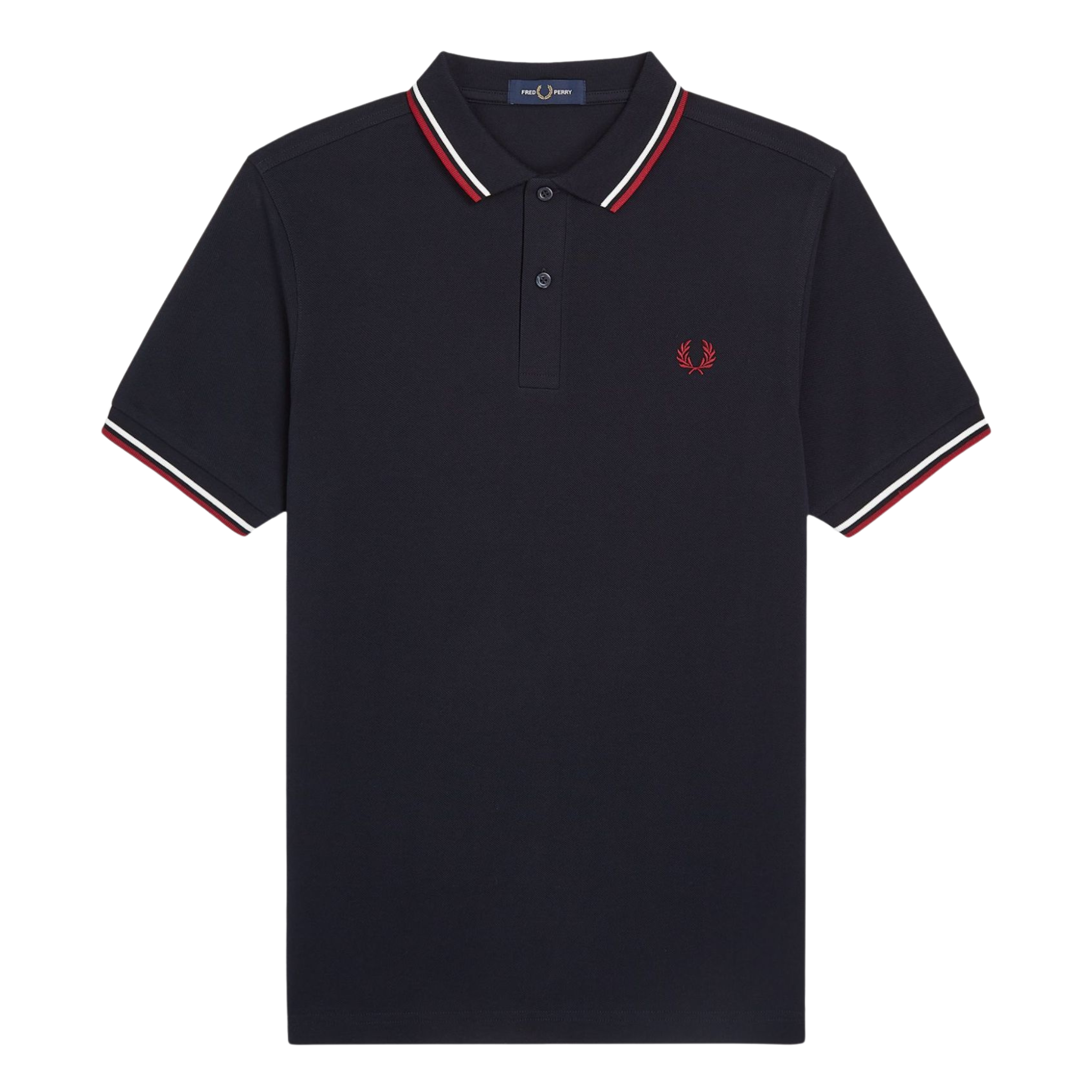 Mens Fred Perry Navy/Snow White/Burnt Red Twin Tipped S/s Polo Shirt