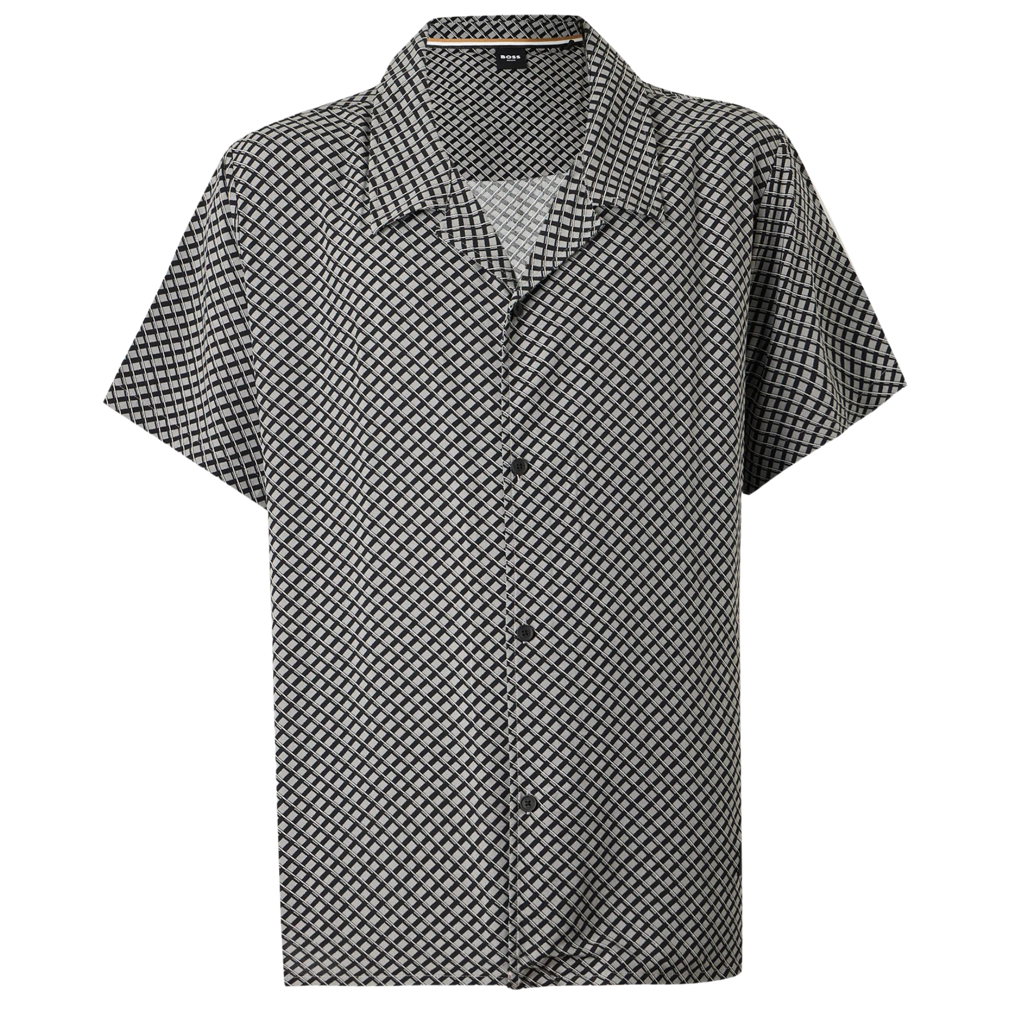 Mens BOSS Grey Printed Beach S/s Shirt