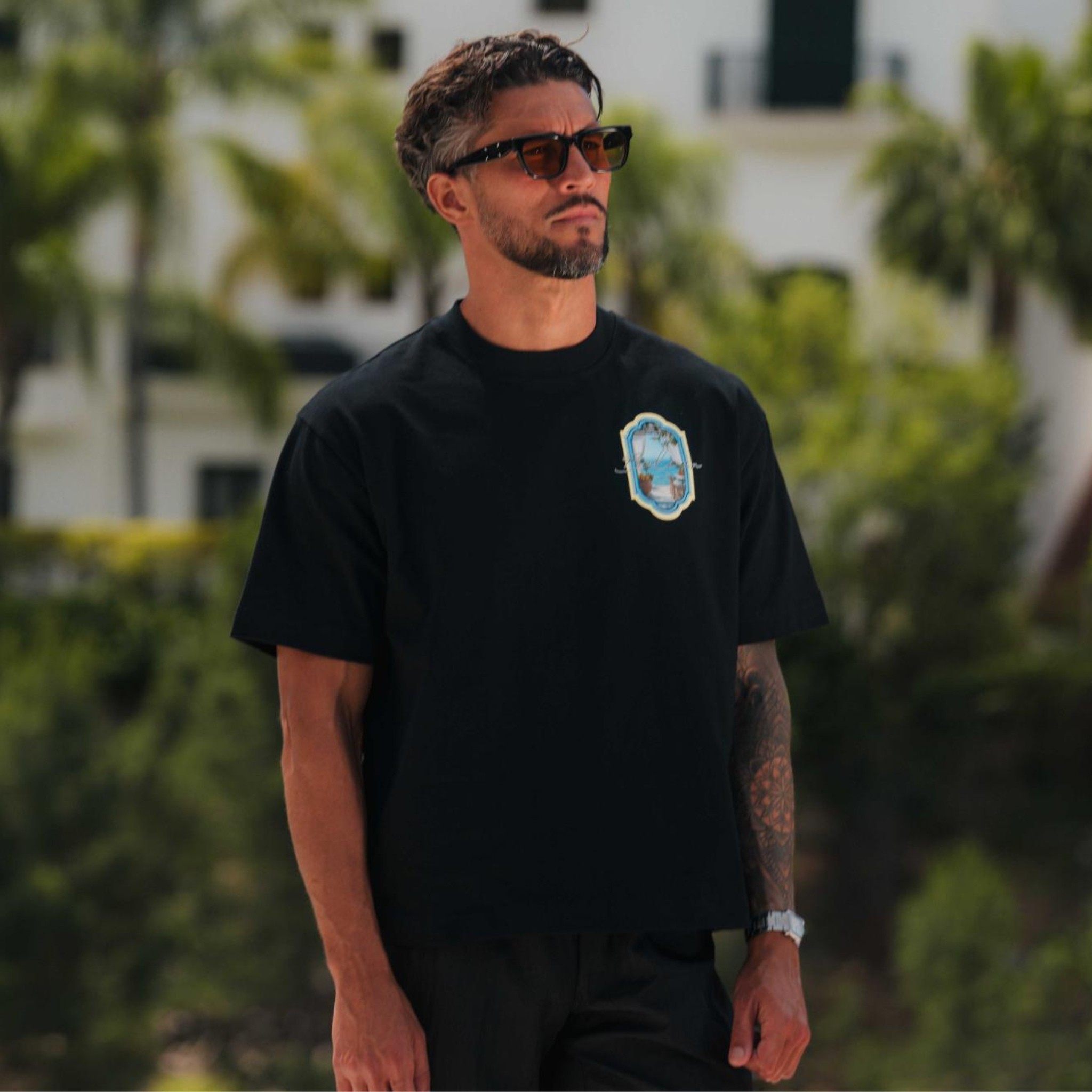 Mens Belier Black Sicilian View Graphic S/s T Shirt