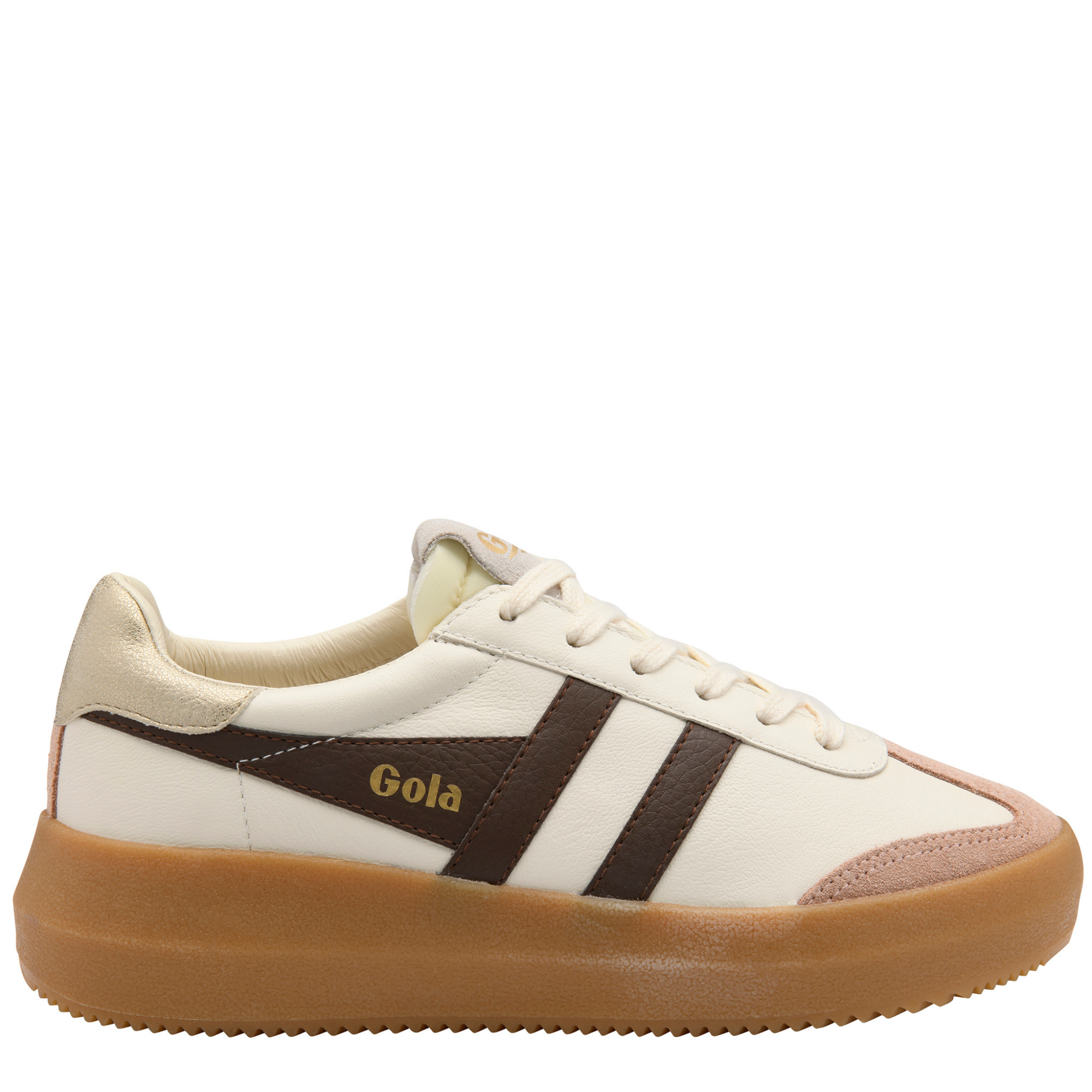 Womens Gola Off White/Cameo/Root/Gum Athena Leather Trainers