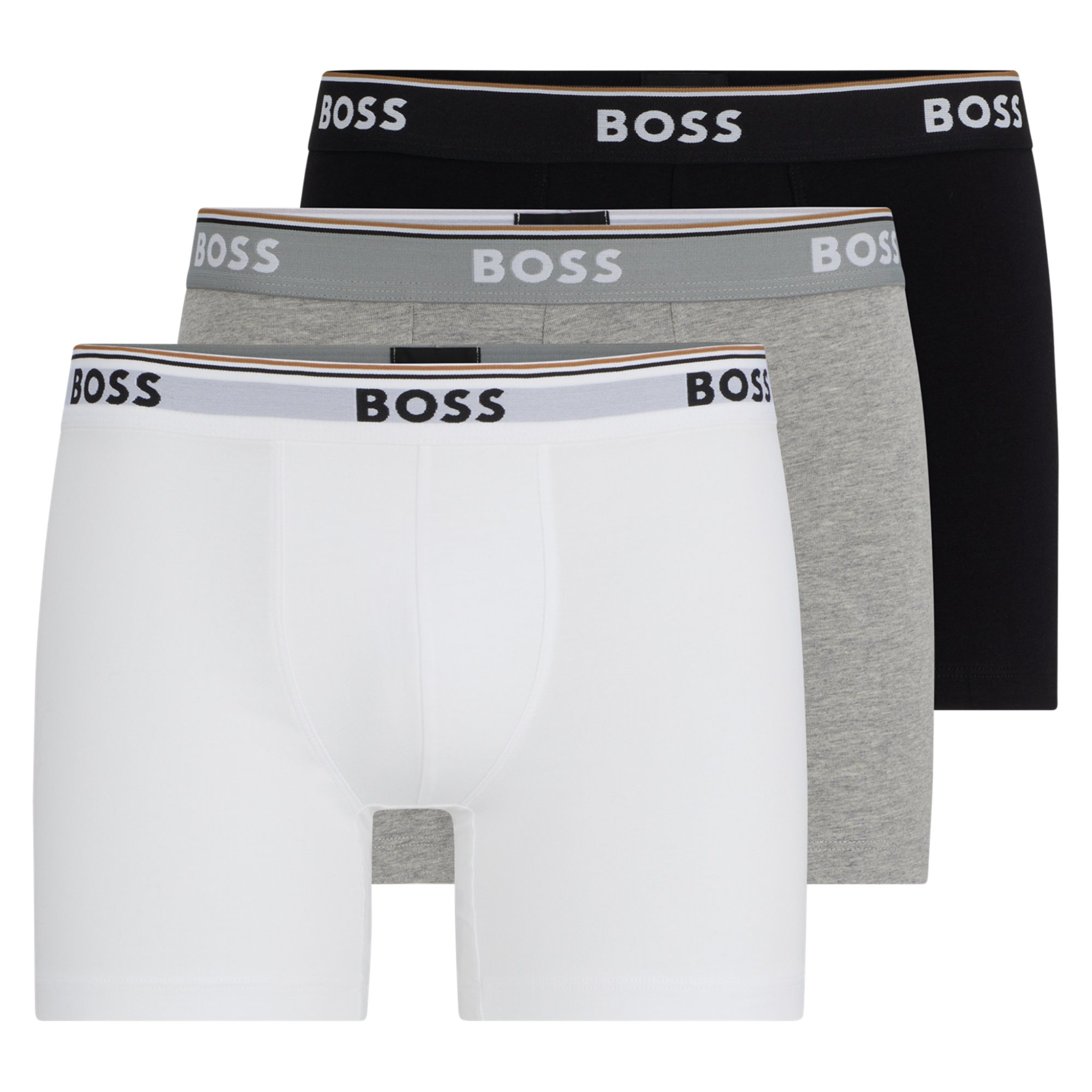 Mens BOSS Black/White/Grey 3PK Power Boxers