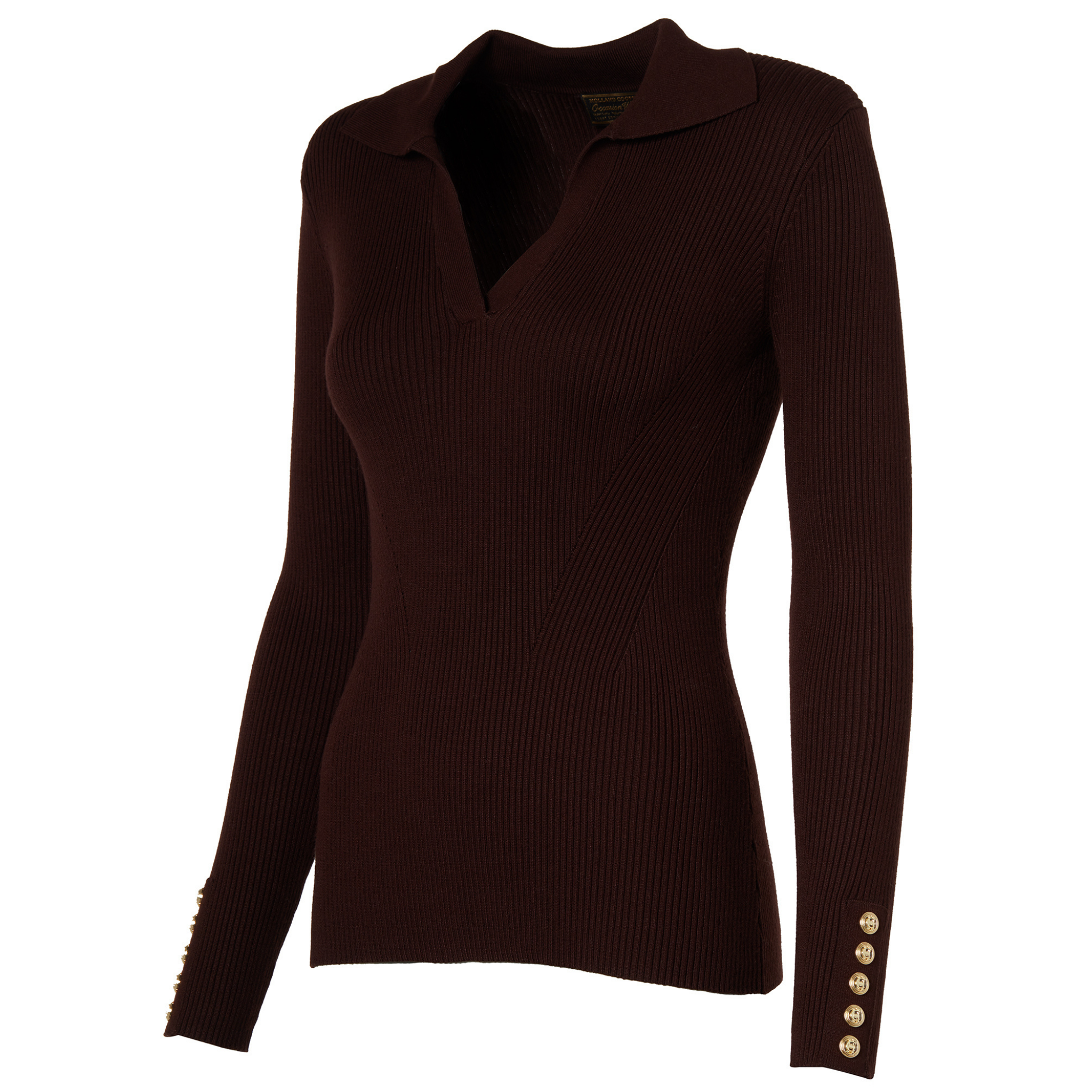Womens Holland Cooper Chocolate V-Neck Rib Top