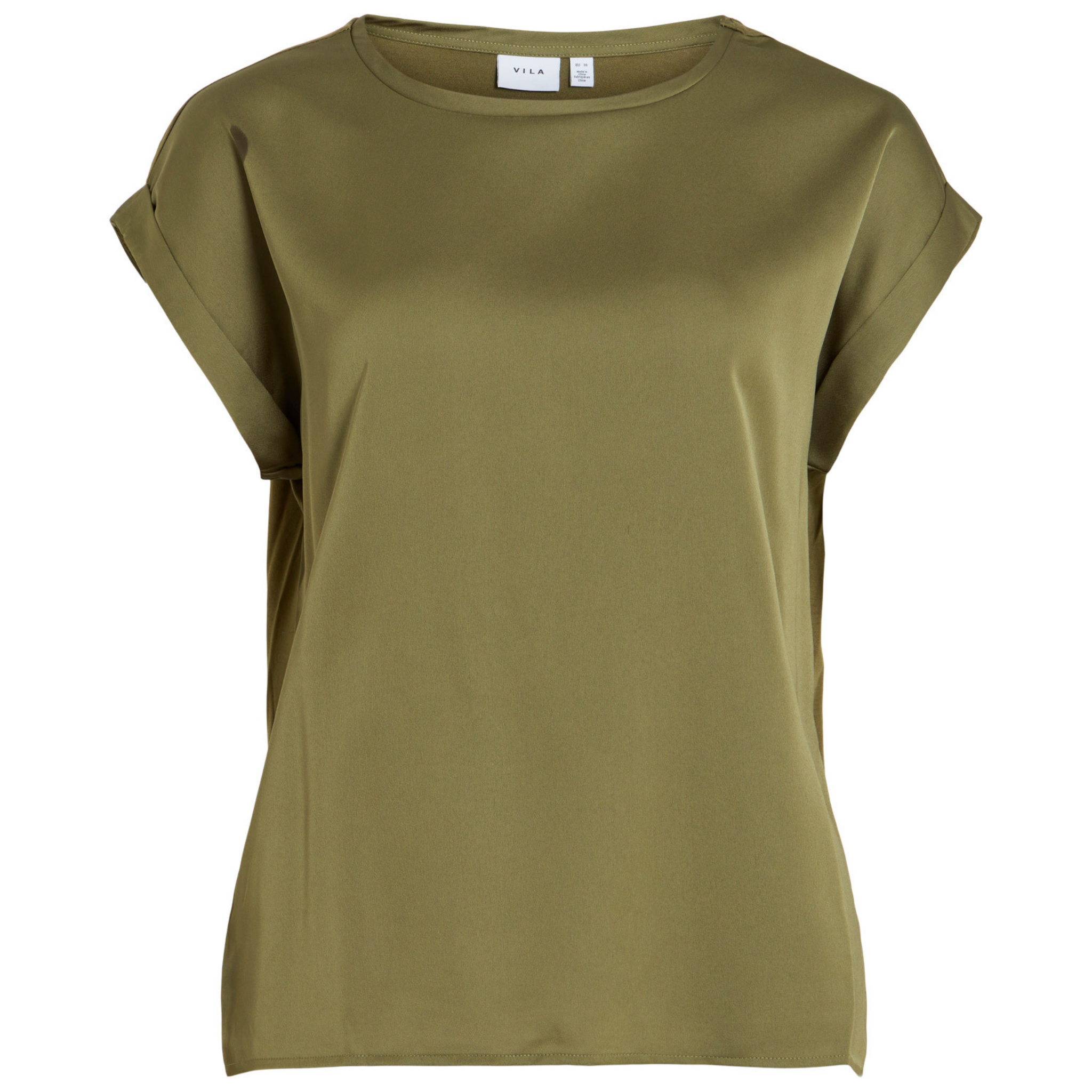 Womens Vila Capulet Olive Viellette Satin S/s Top