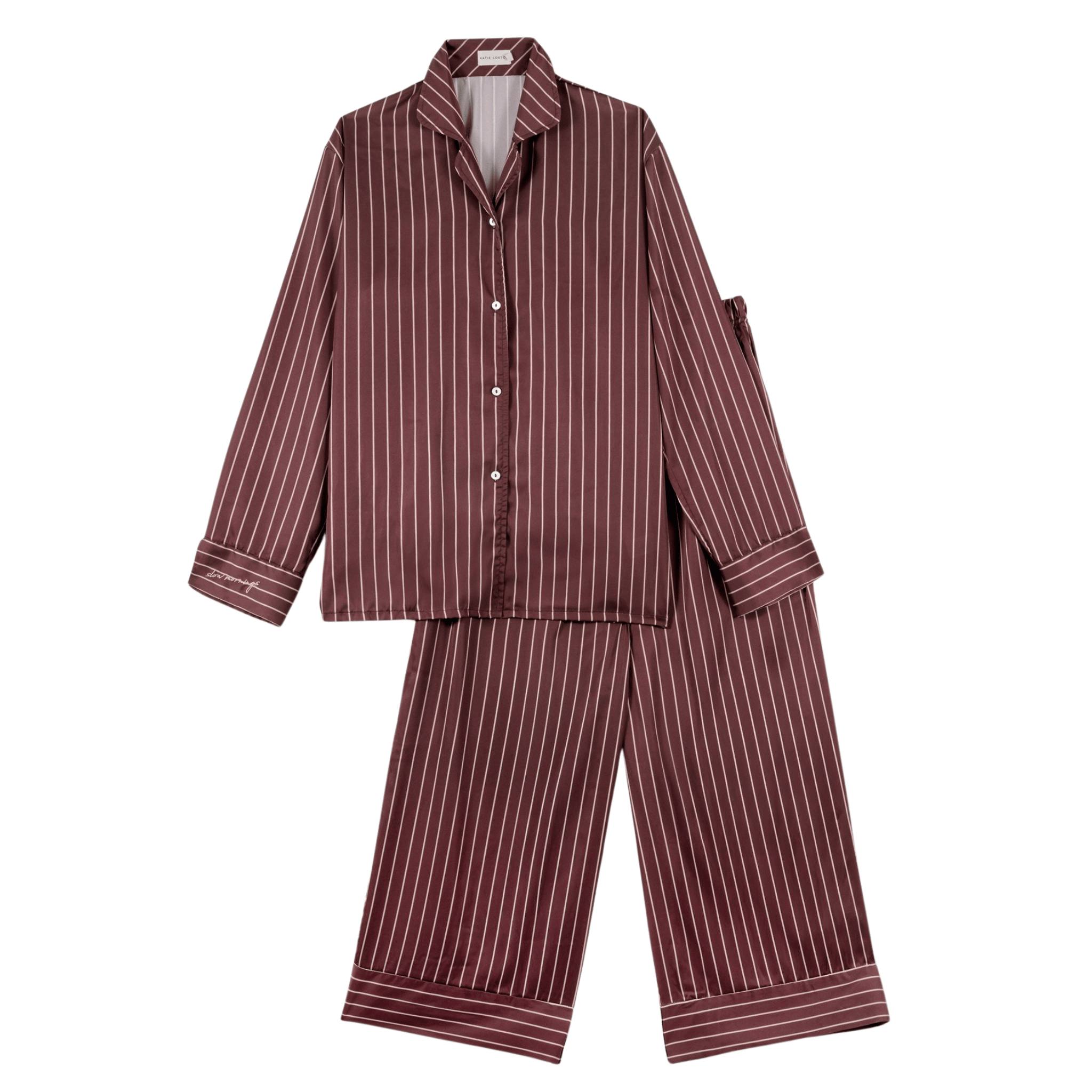 Womens Katie Loxton Chocolate/Off White Stripe Gift Box PJ Set