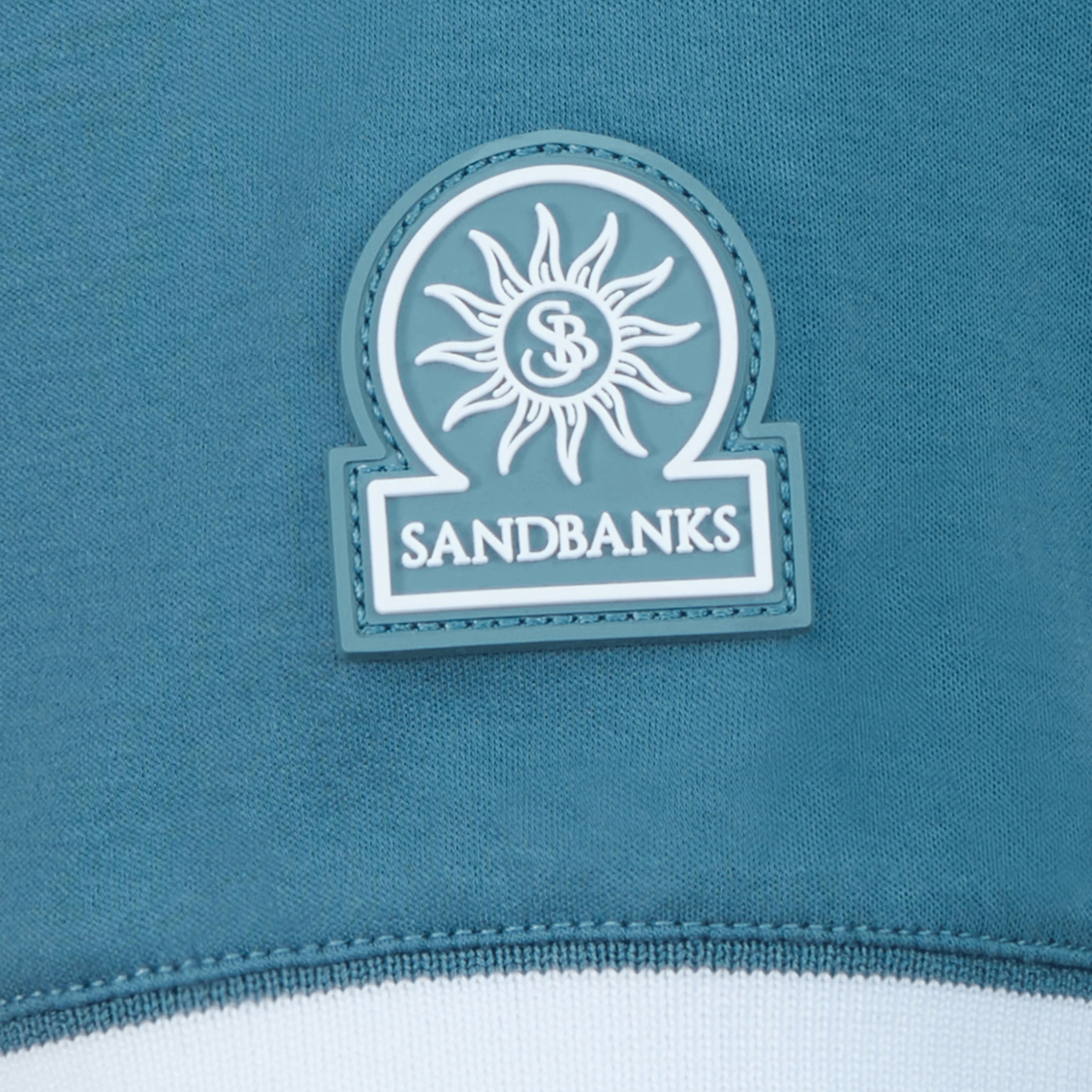 Mens Sandbanks Teal Silicone Zip S/s Polo Shirt