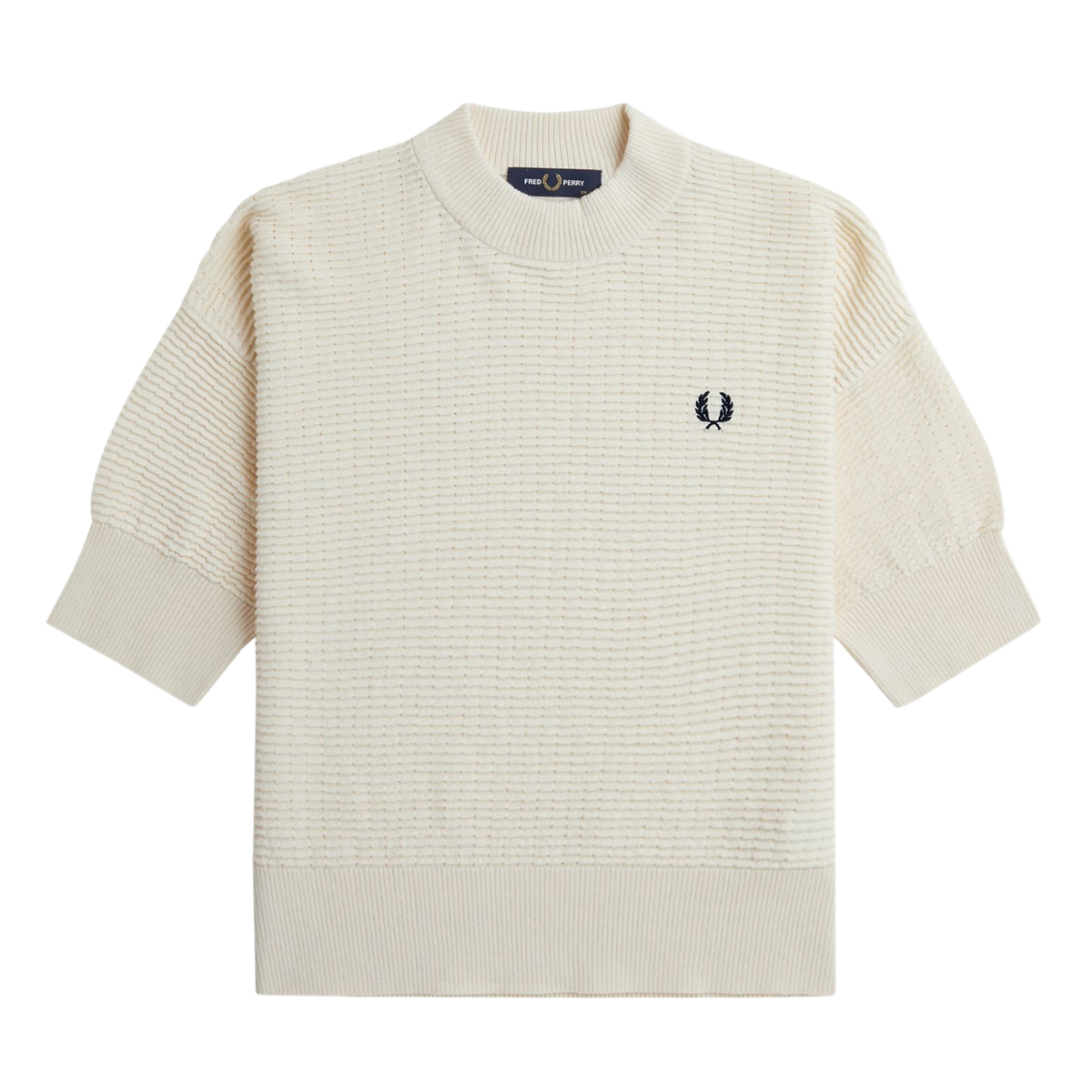Fred Perry Ecru Textured Knit High Neck Jumper Hurleys