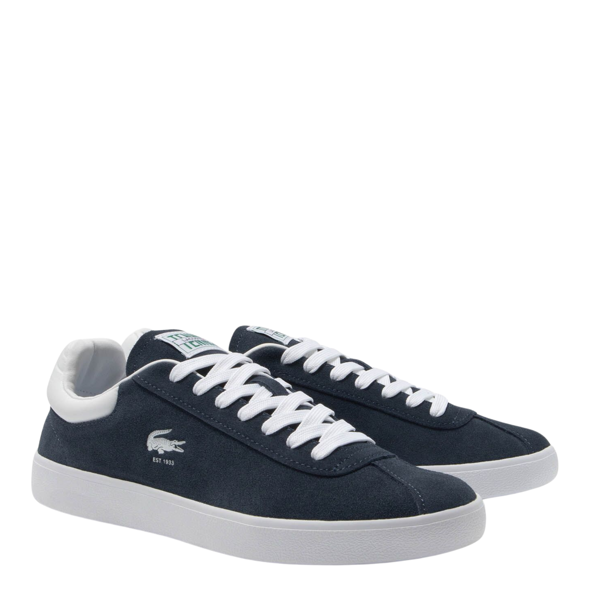 Mens Lacoste Navy/White Baseshot Suede Trainers