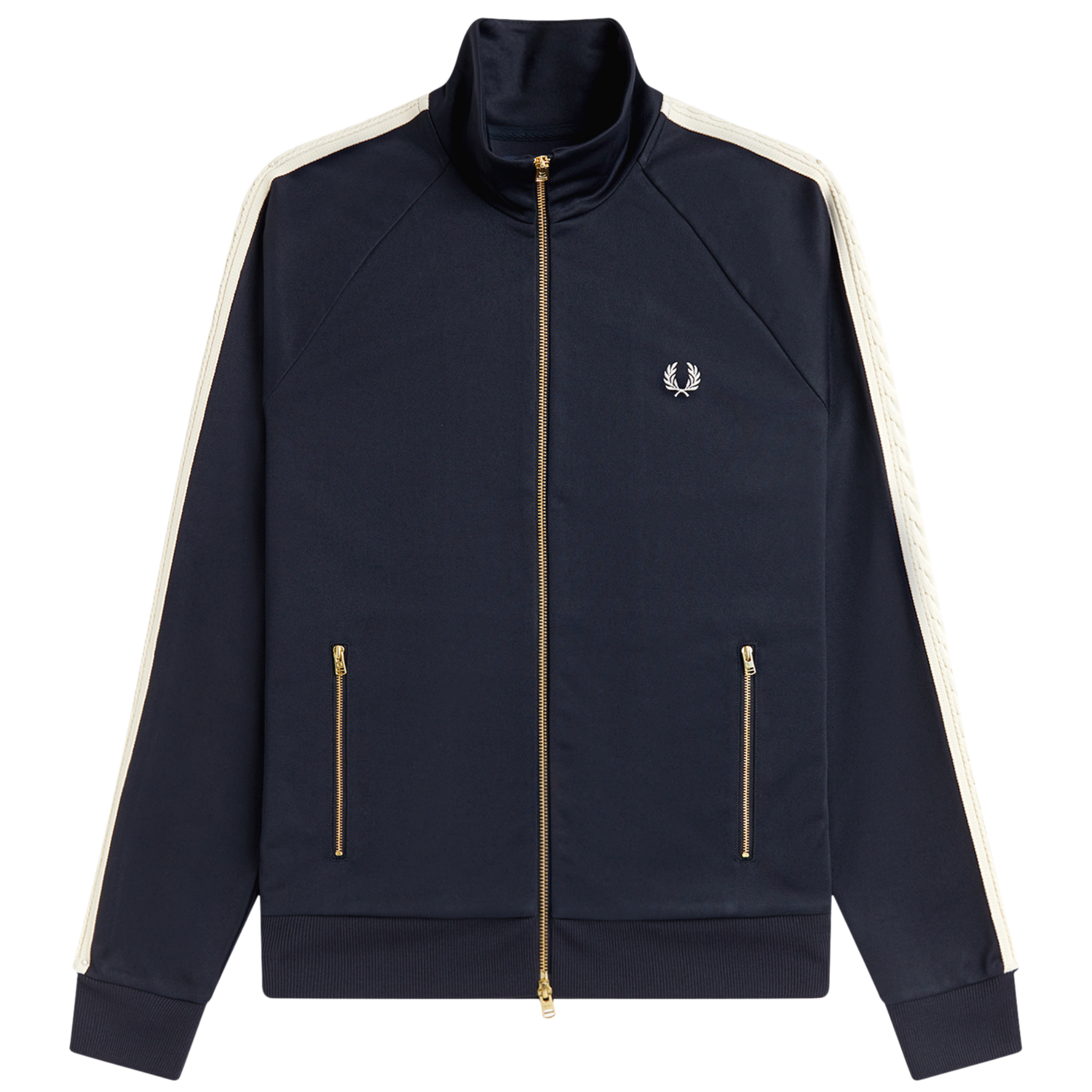 Mens Fred Perry Navy Cable Taped Track Jacket