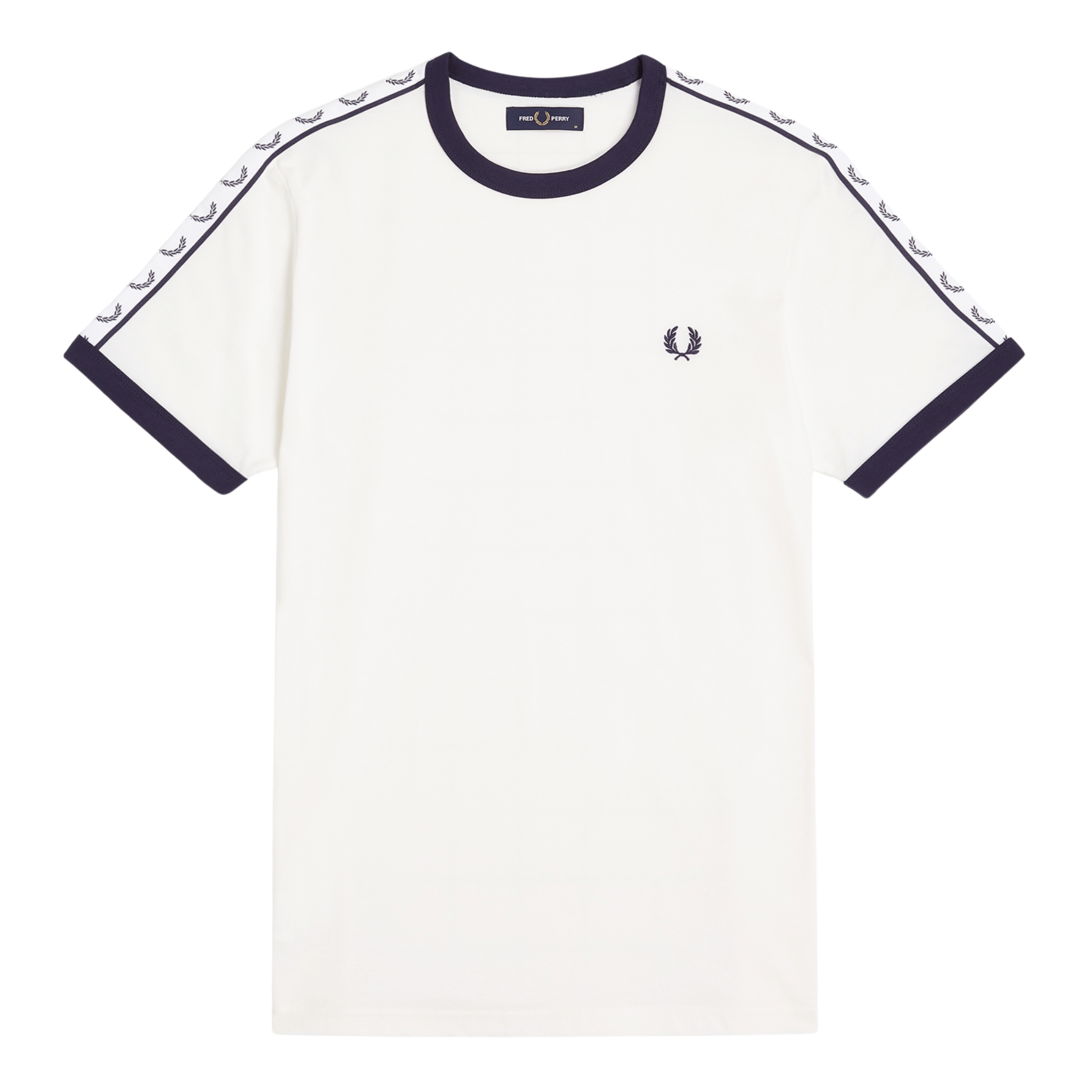 Mens Fred Perry Snow White Taped Ringer S/s T Shirt