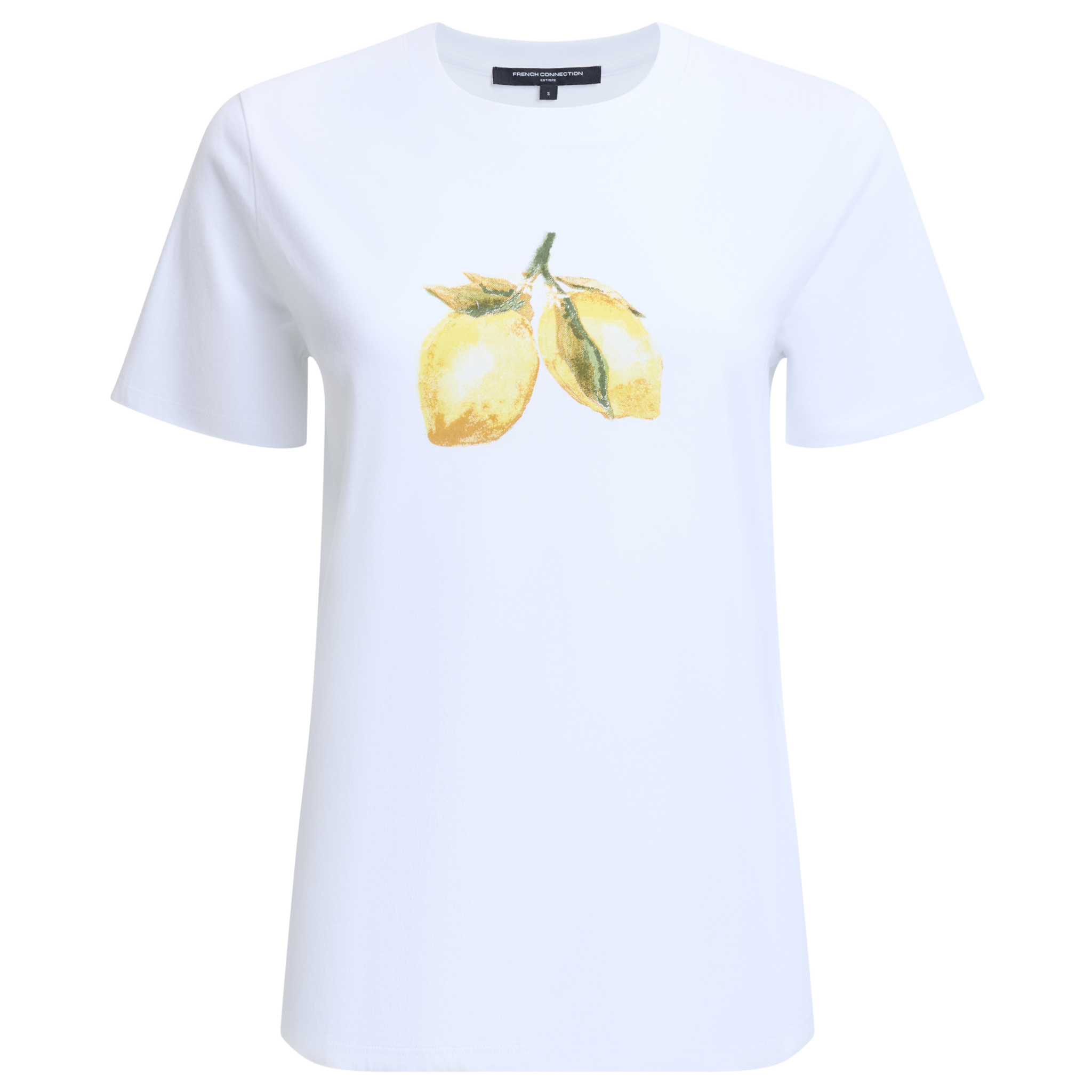 Womens French Connection Linen White Lemons S/s T Shirt