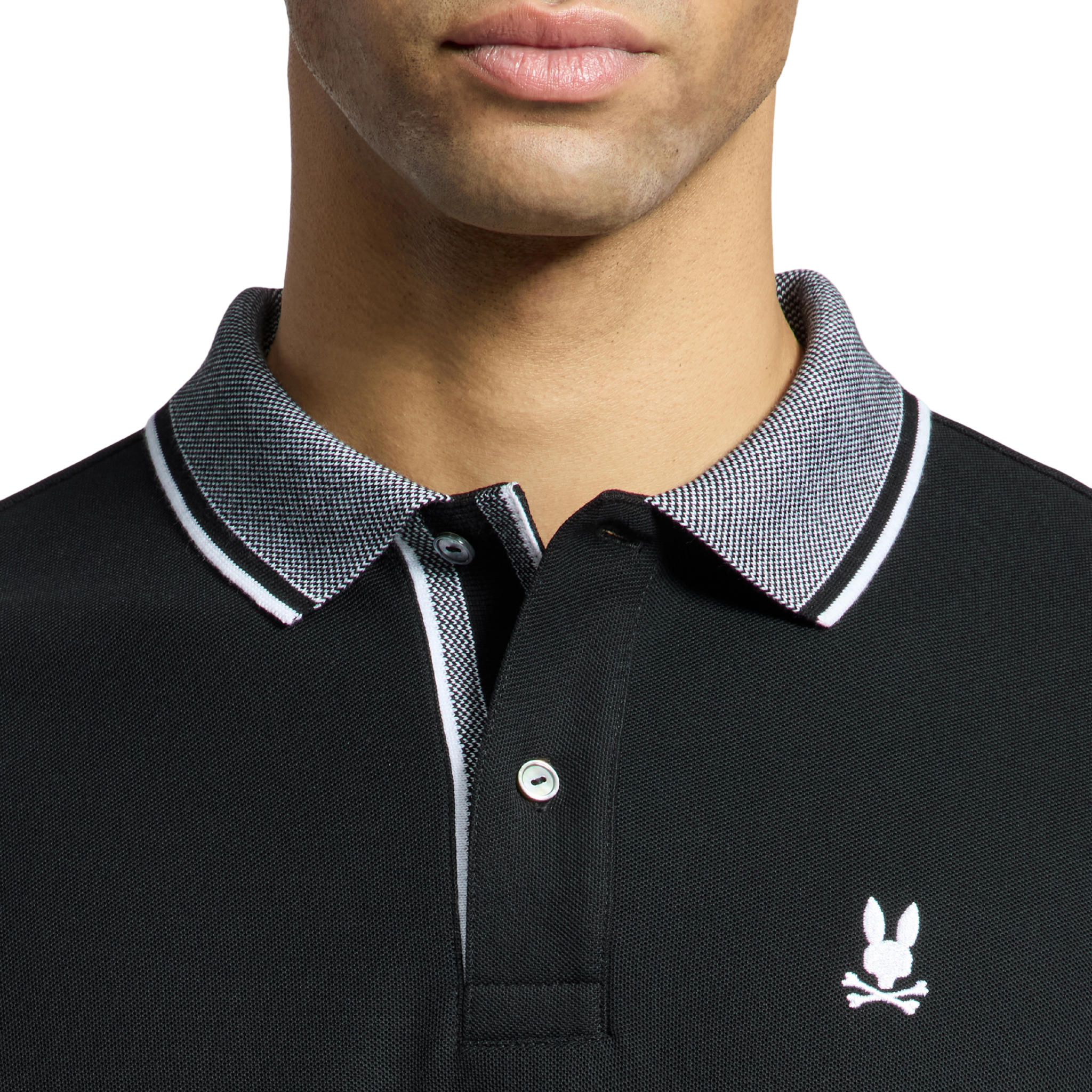 Mens Psycho Bunny Black Evandale Oxford Collar Pique S/s Polo