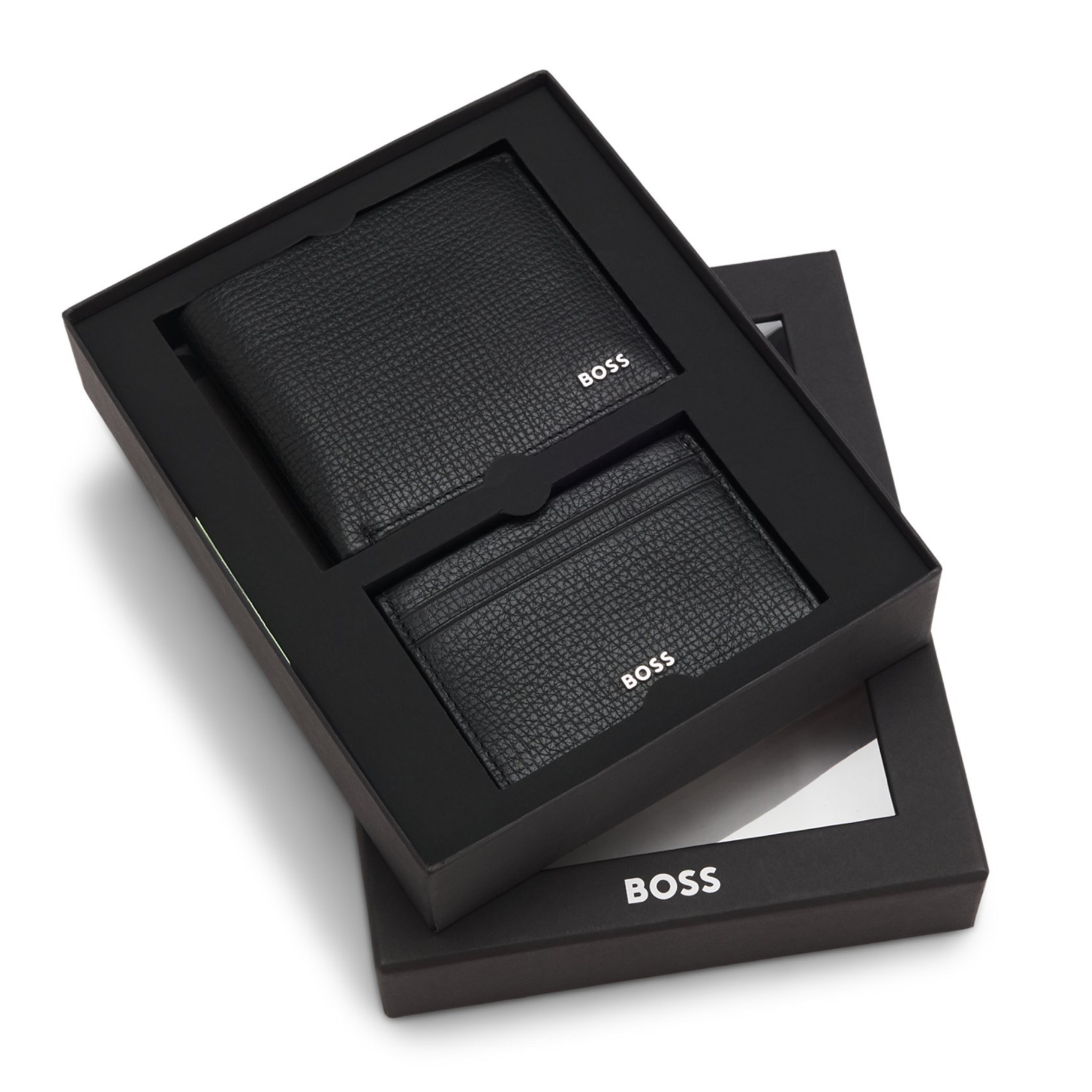 Mens BOSS Black Wallet & Card Holder Gift Set