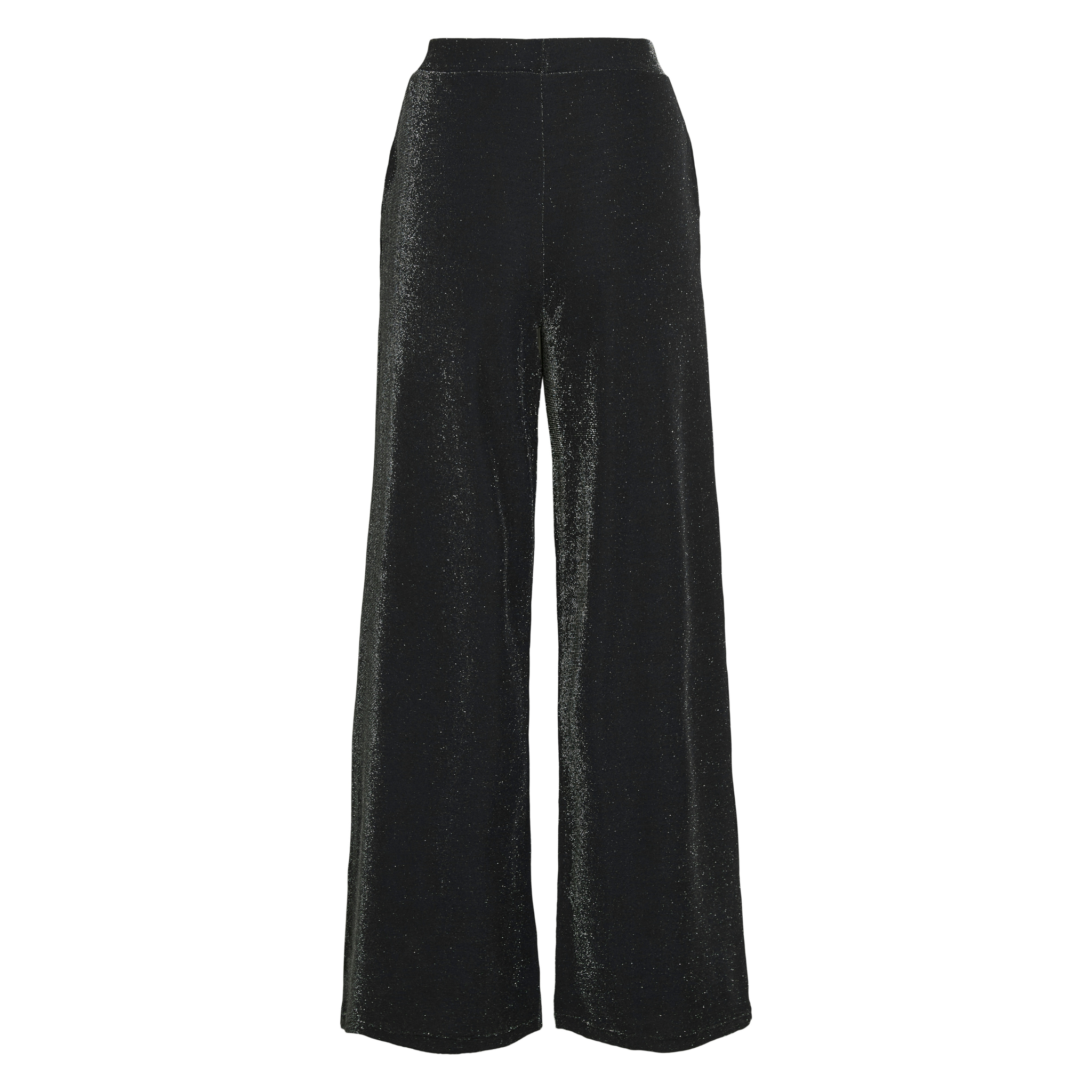 Womens Vila Black/Silver Glitter Vieleinas Wide Pants