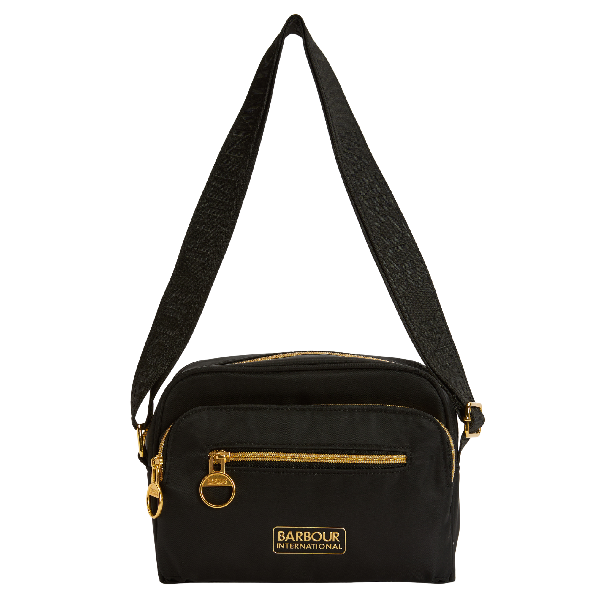 Womens Barbour International Black Qualify City Crossbody Bag