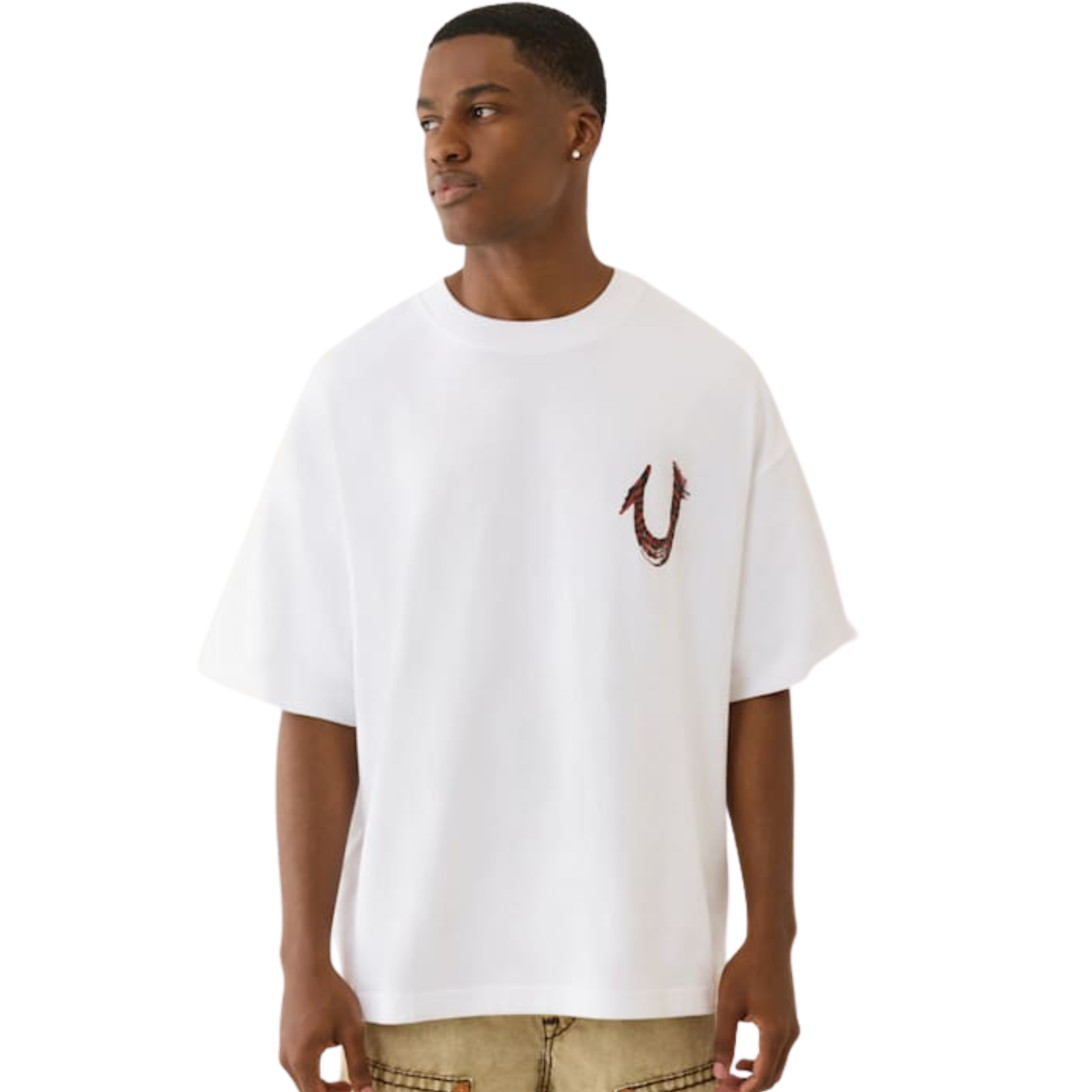 Mens True Religion Optic White Painted HS Oversized S/s T Shirt