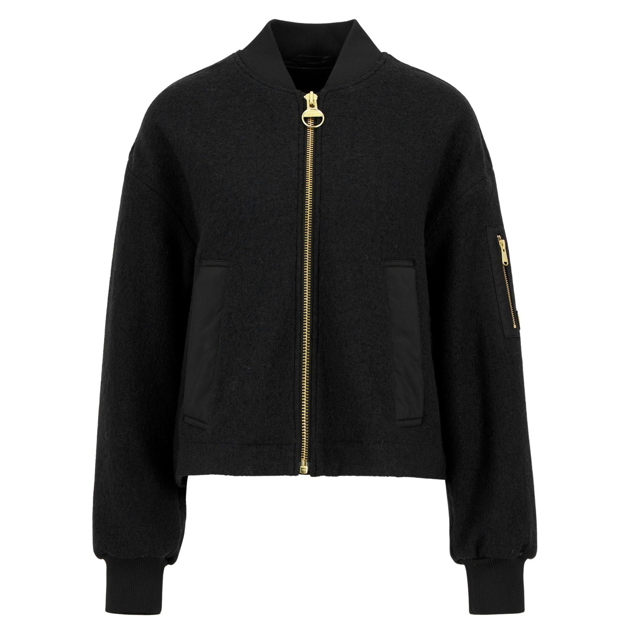 Womens Barbour International Black Monique Wool Bomber Jacket