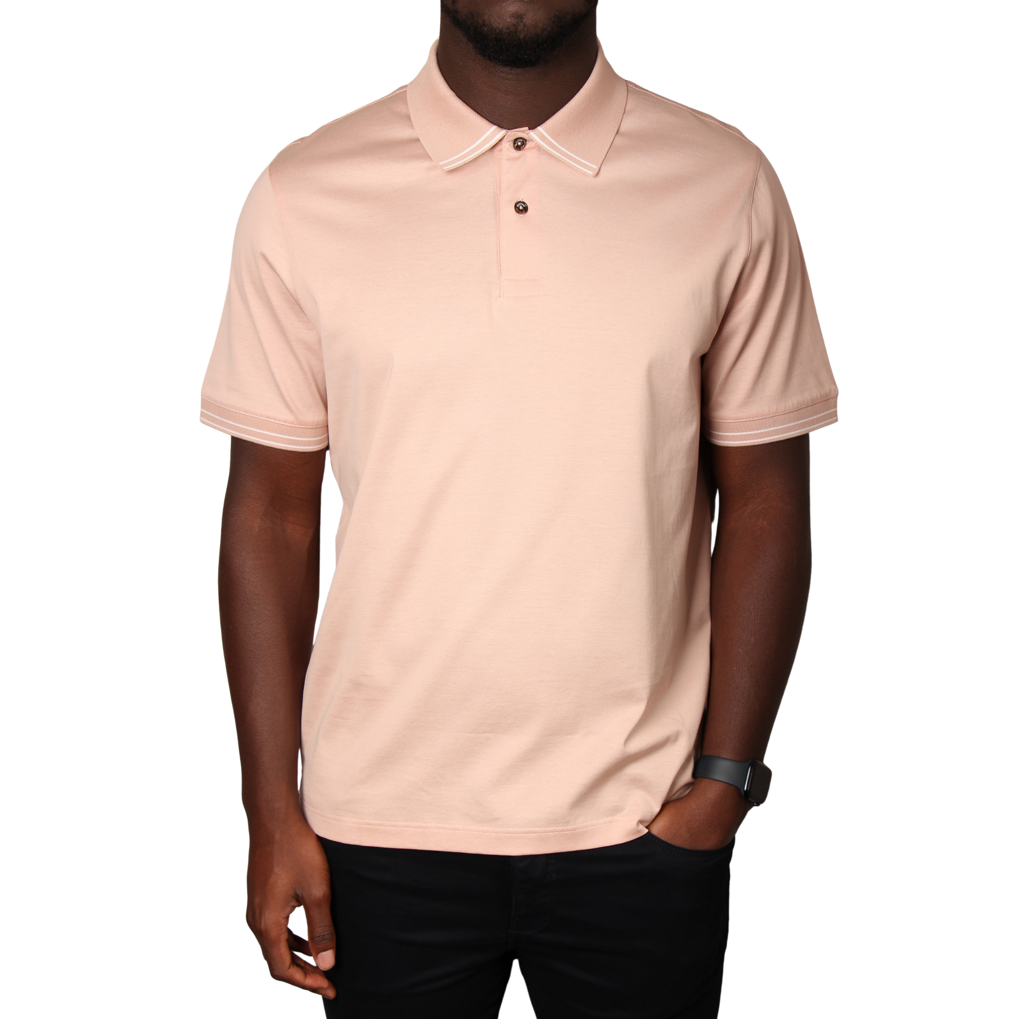 Mens Mercery Dusk Pink Clare Tipped S/s Polo Shirt