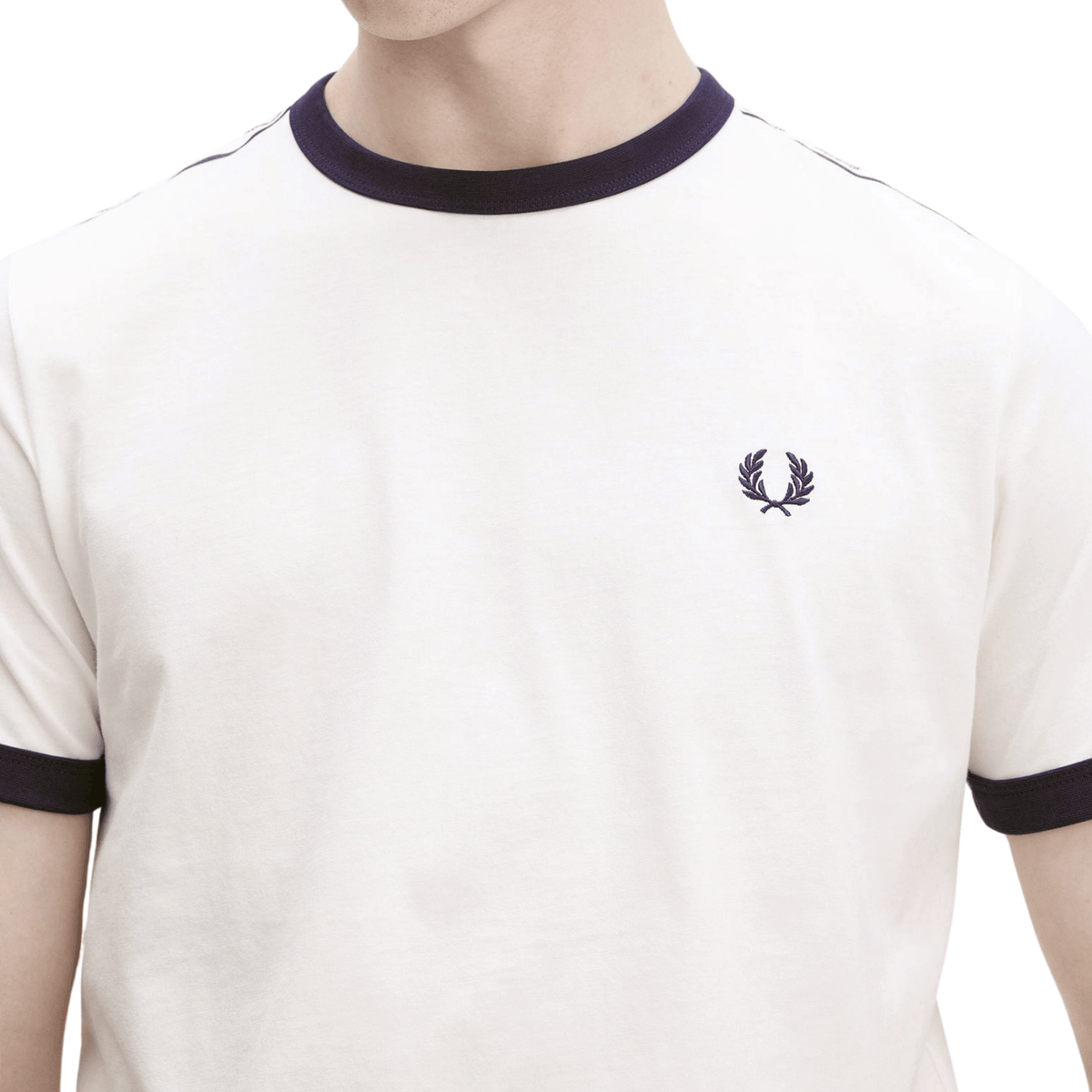 Mens Fred Perry Snow White Taped Ringer S/s T Shirt